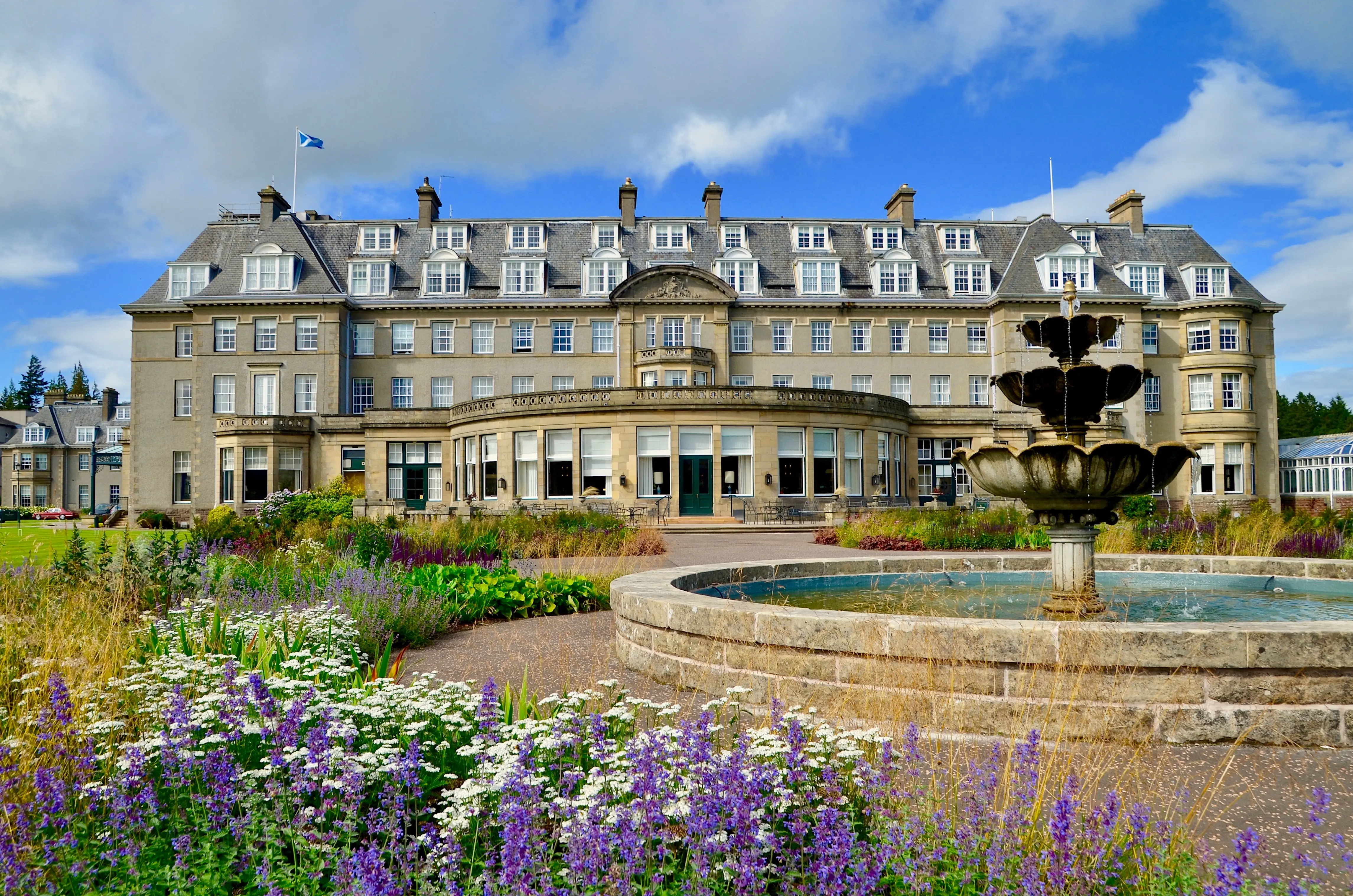 Grand exterior of Gleneagles Hotel, Perthshire