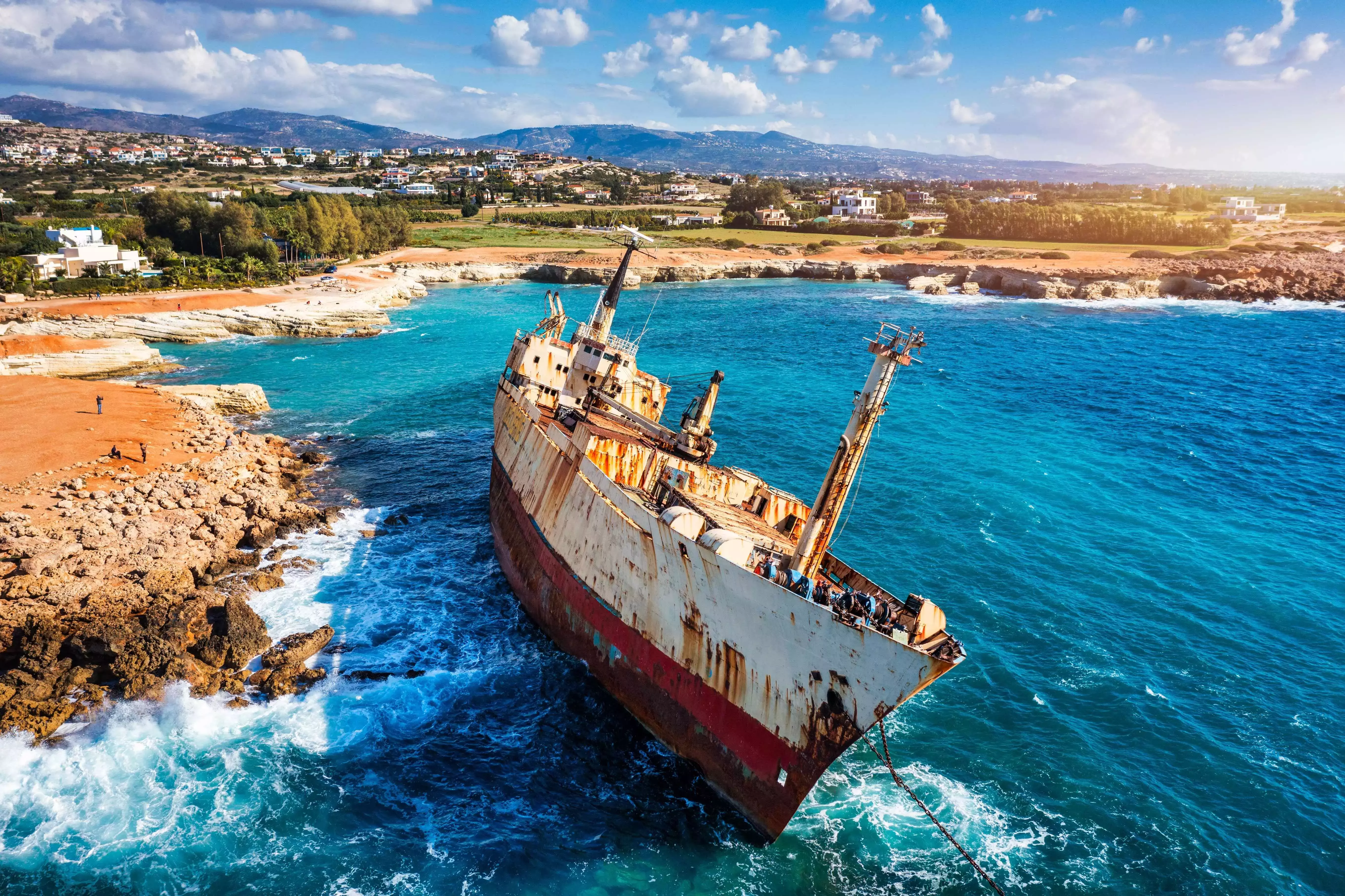 Shipwreck of the Edro III ship off the coast of Peyia near Paphos, Cyprus.