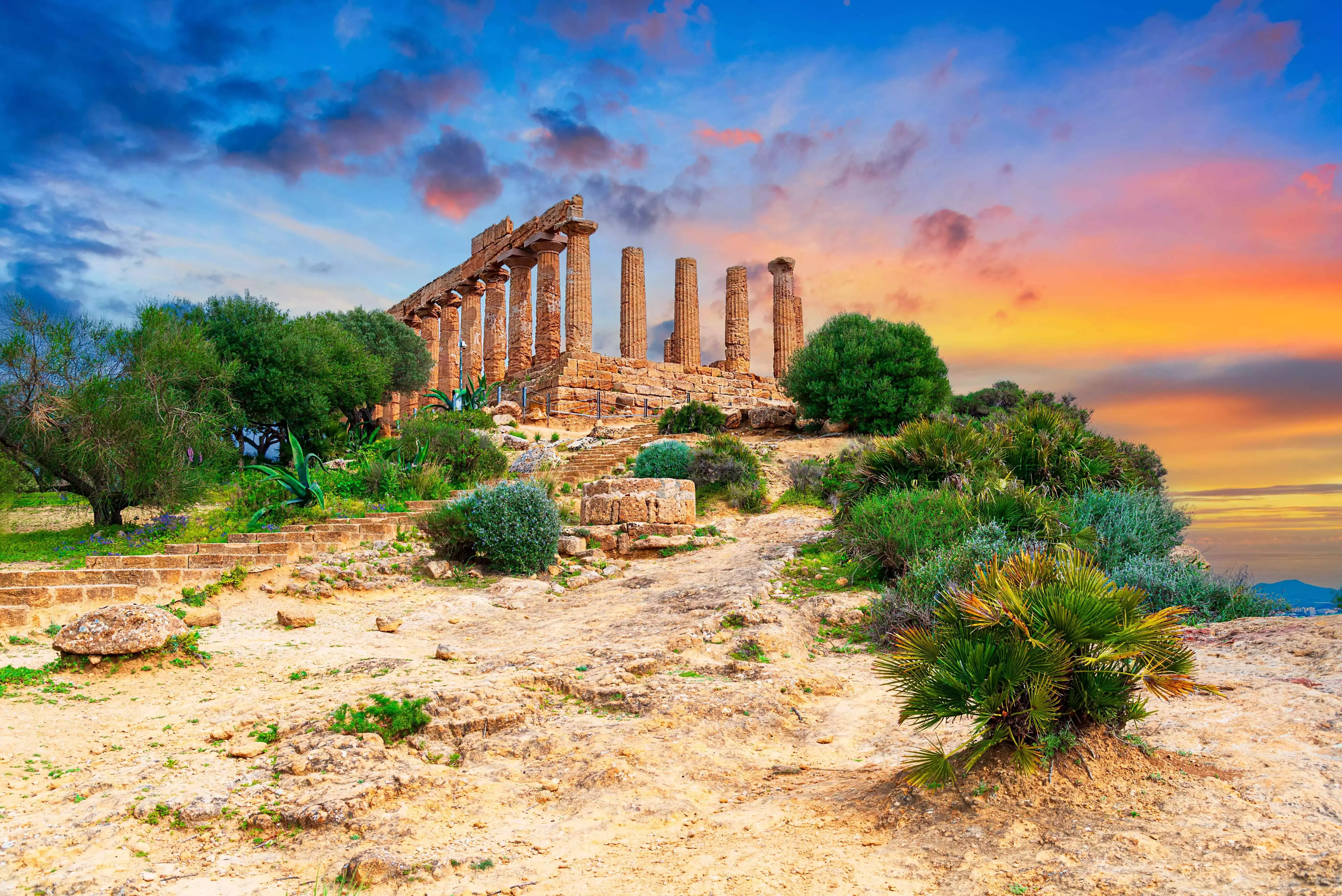 Ancient ruins of the Valley of Temples in Sicily, Italy.