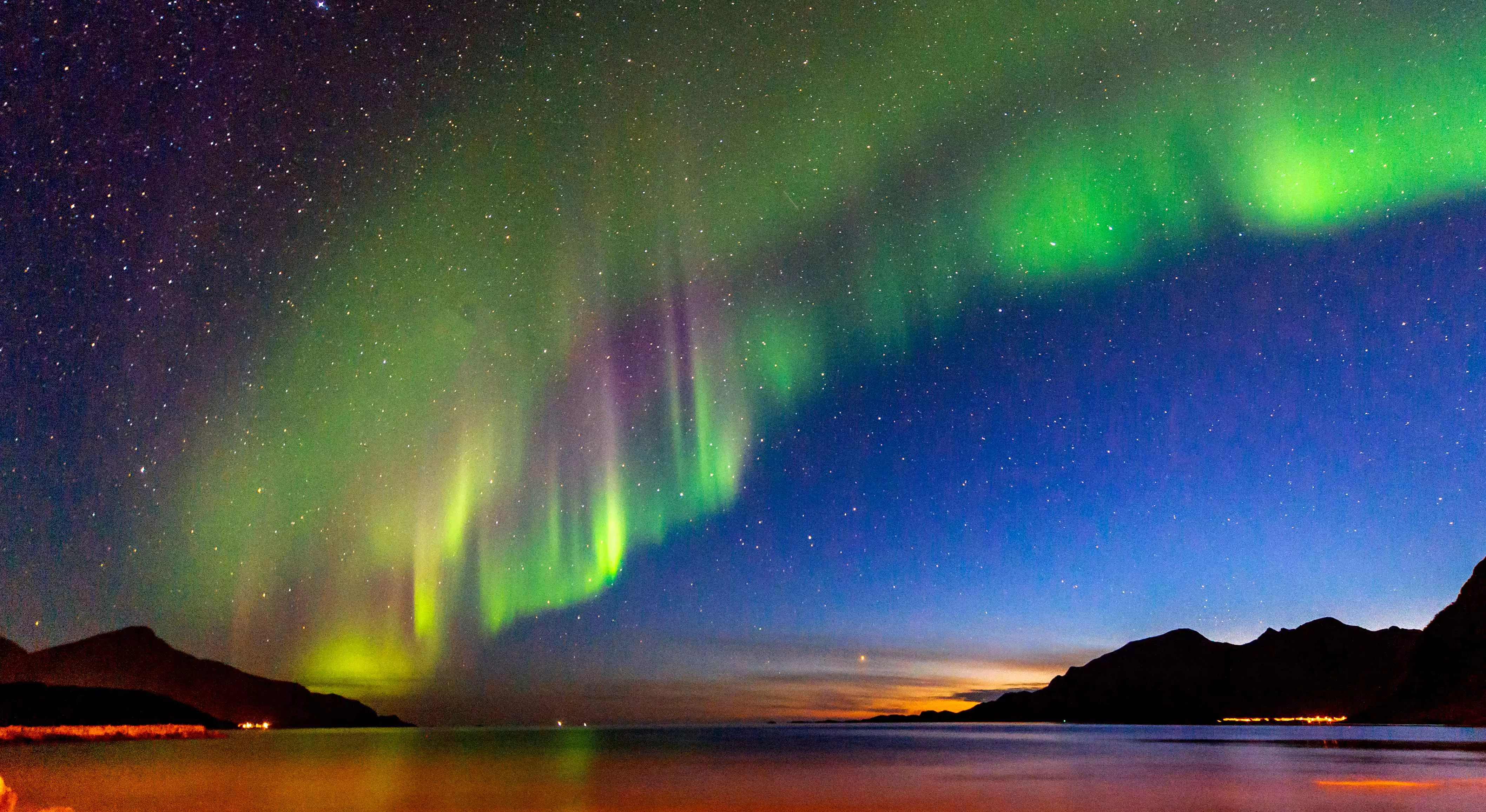 Image of the aurora borealis during the polar night in Scandinavia