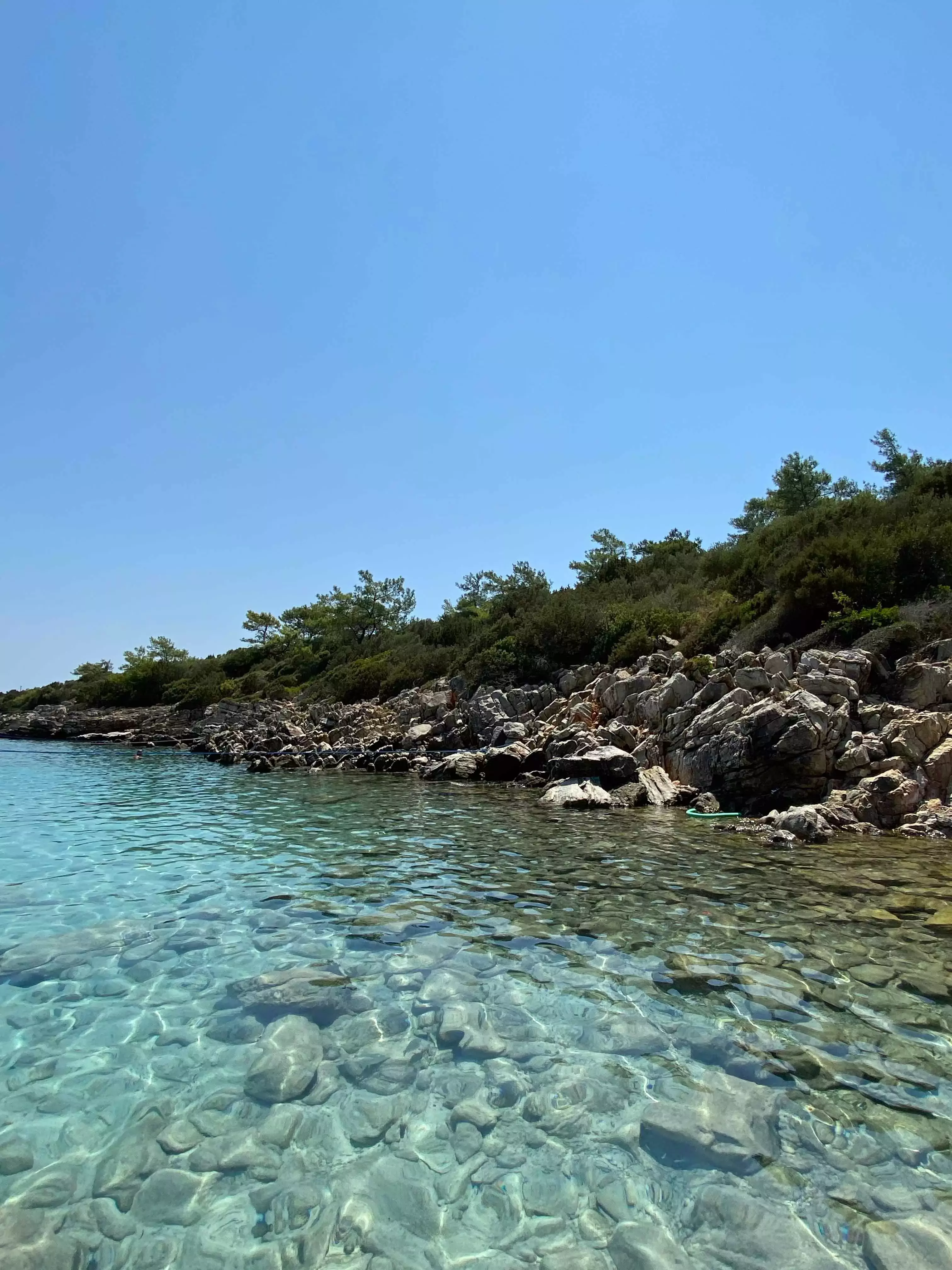 A rocky shore on Orak Island in Bodrum, Turkey