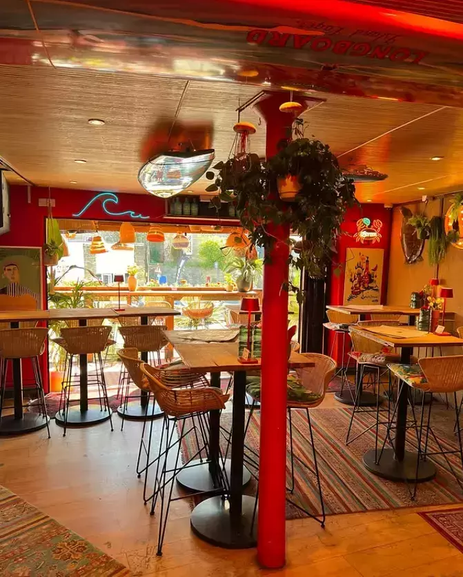 Bright interiors of the Tap House restaurant in St Agnes, Newquay