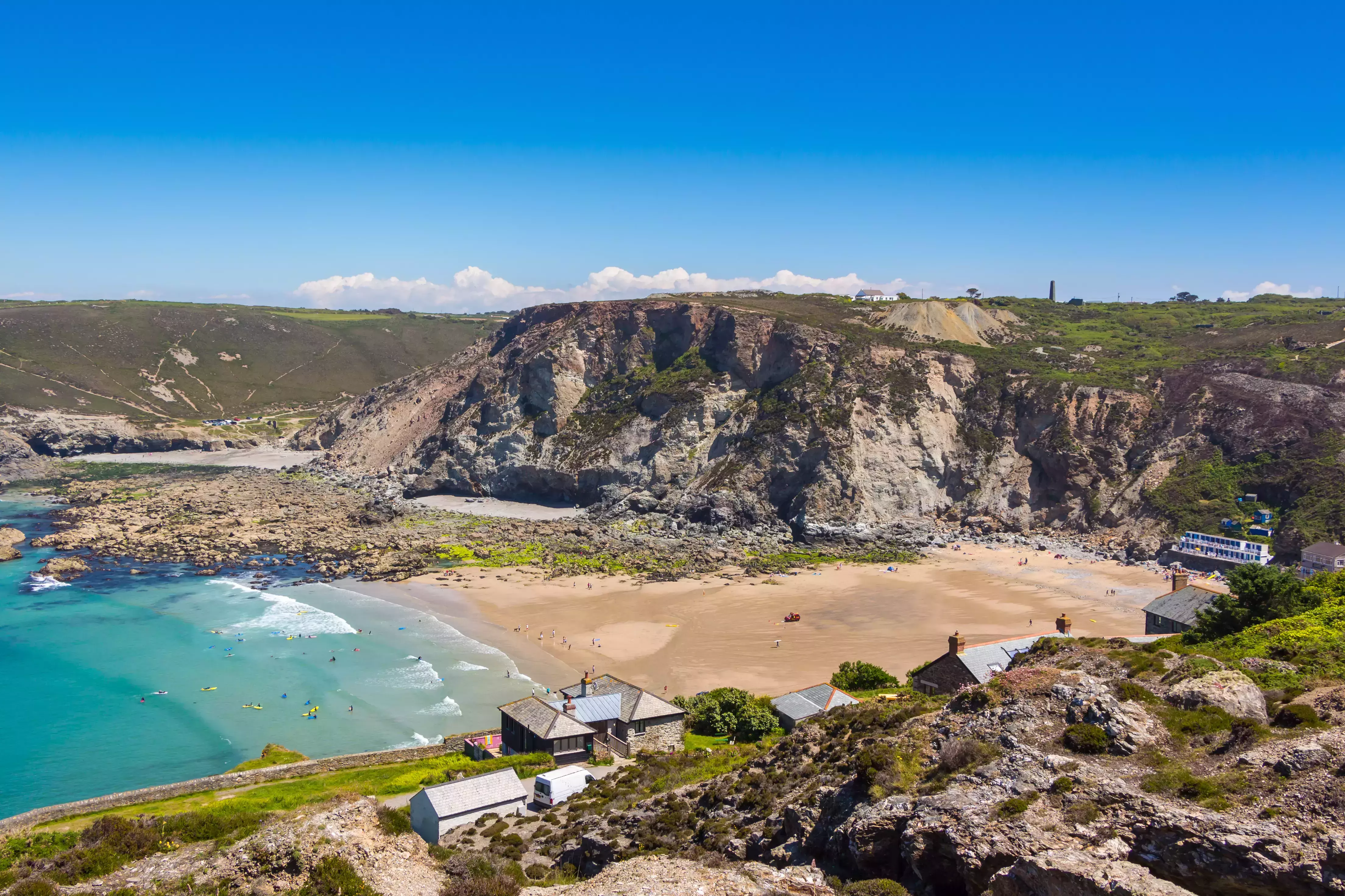 View over Trevaunance Cove in St Agnes, Cornwall