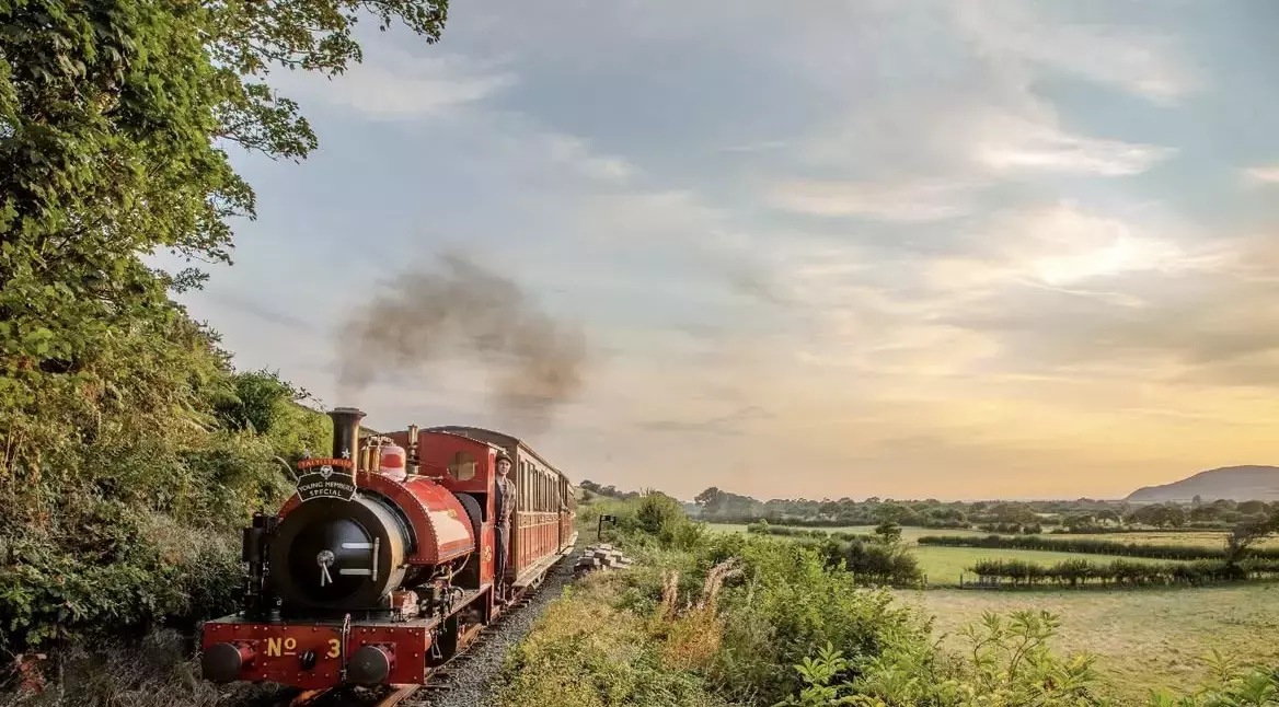 Suitable family-friendly fun on a train through the Welsh countryside.
