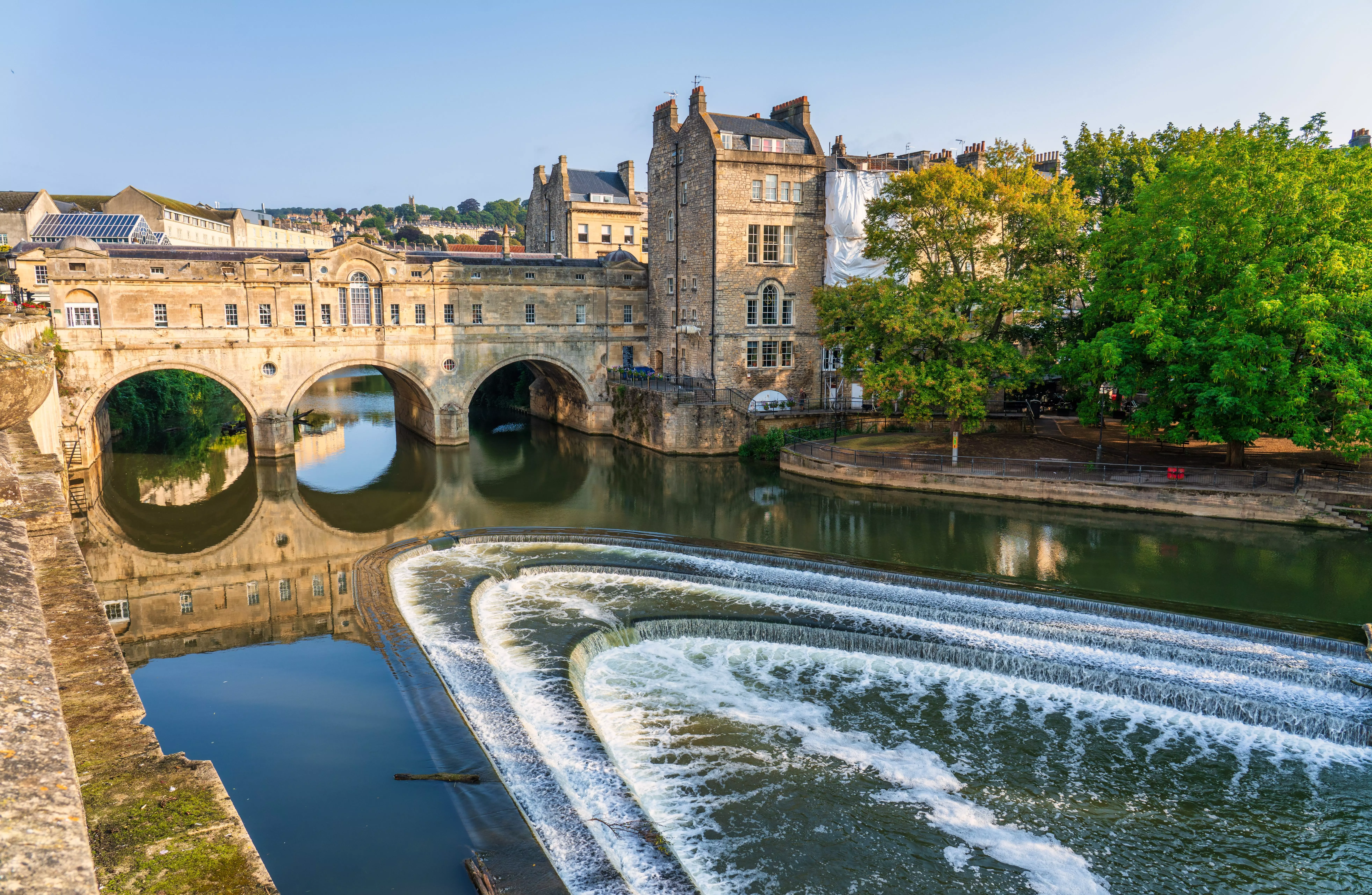 Pulteney Bridge on the River Avon in Stratford, England