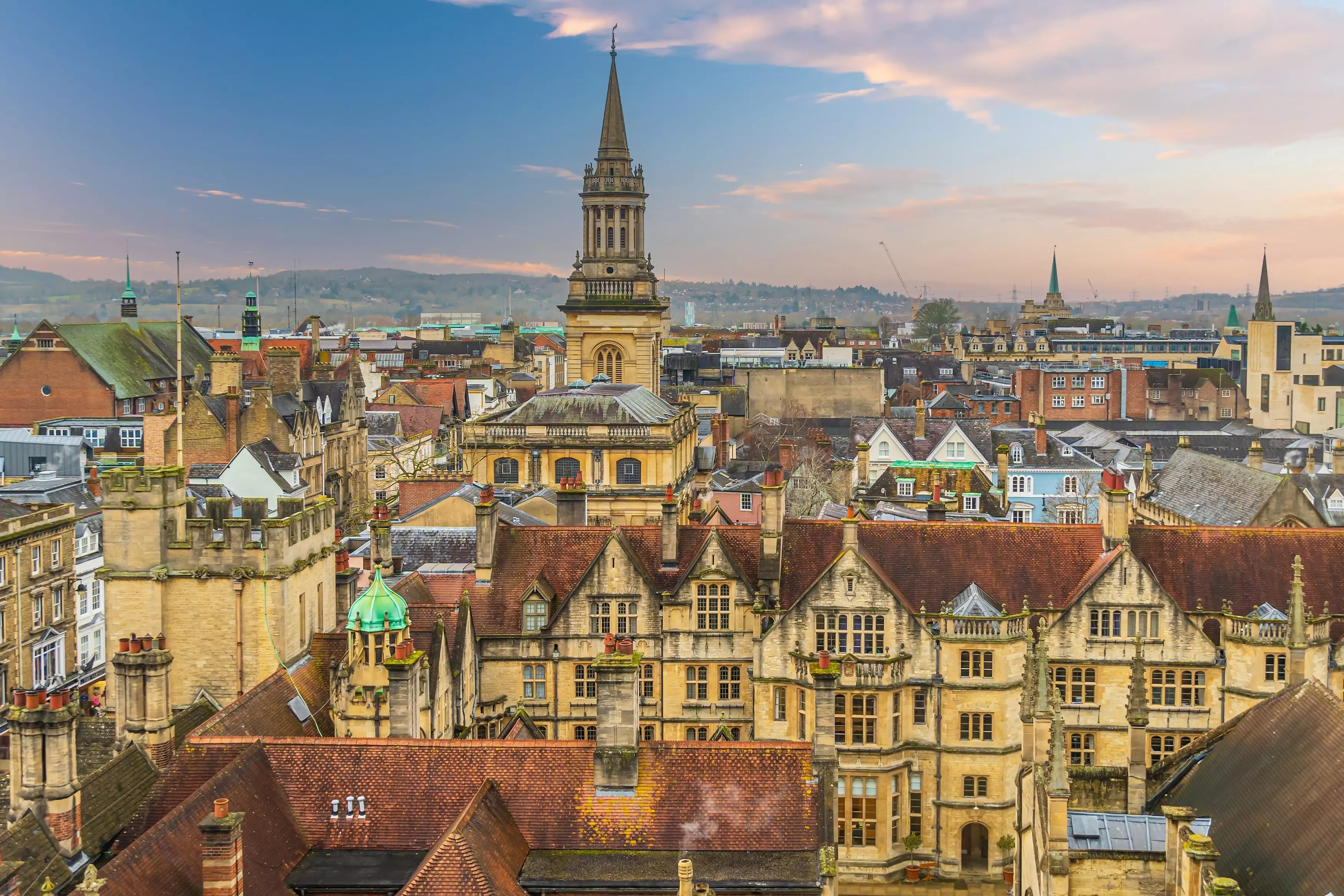 Cityscape of Oxford City Centre in Oxford, England