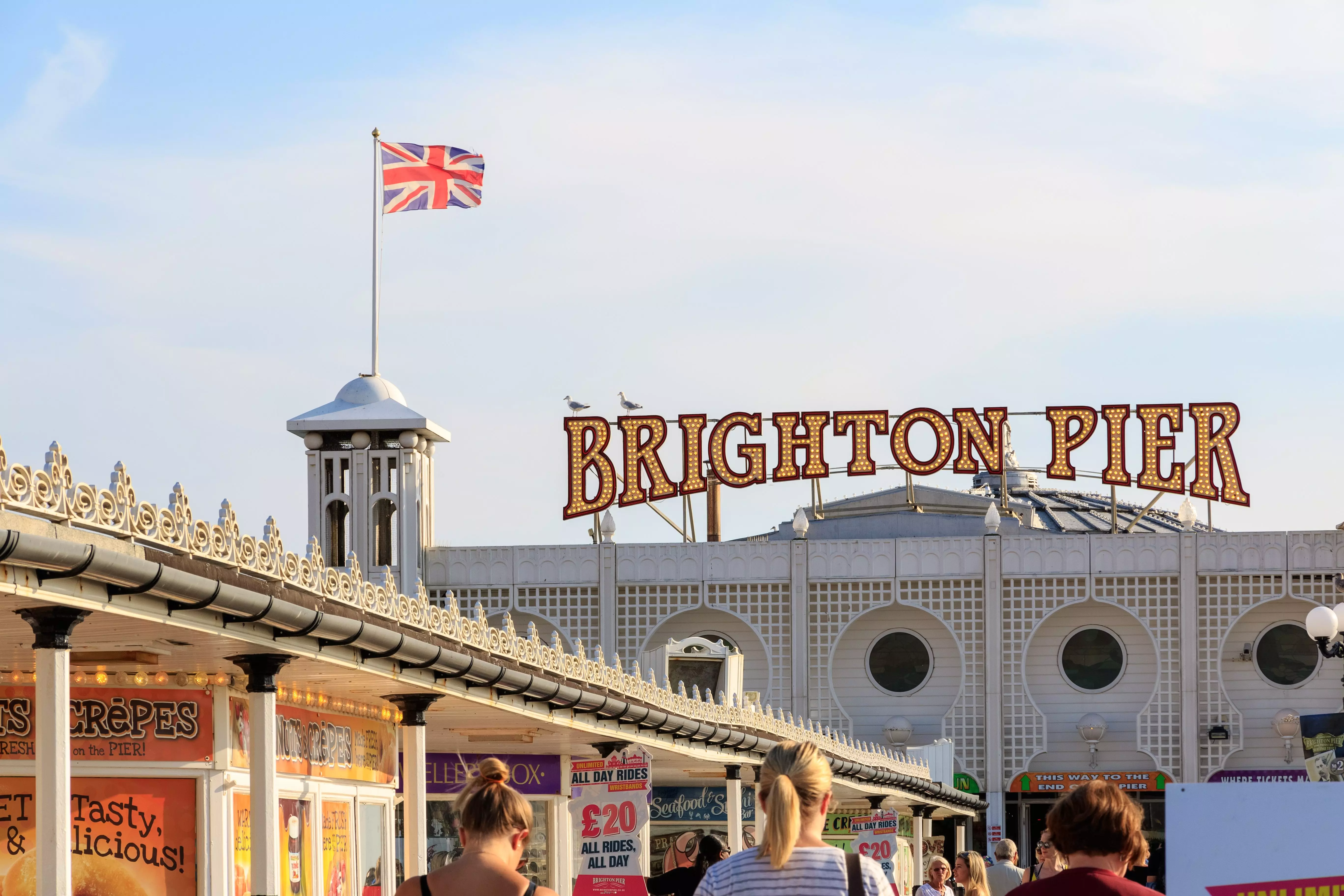 Signage at Brighton Pier in Brighton, England