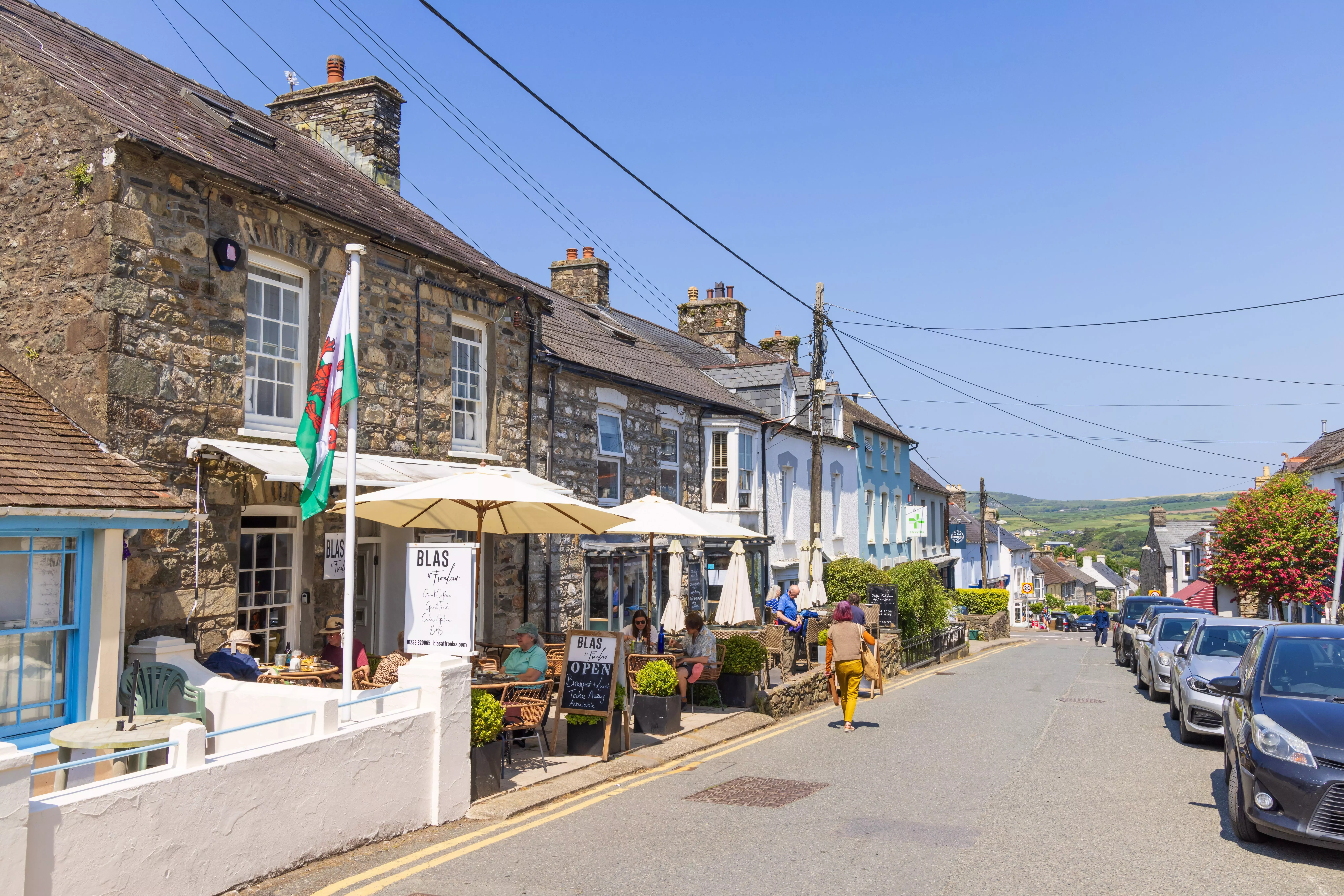 Cobblestone street in Newport, Wales