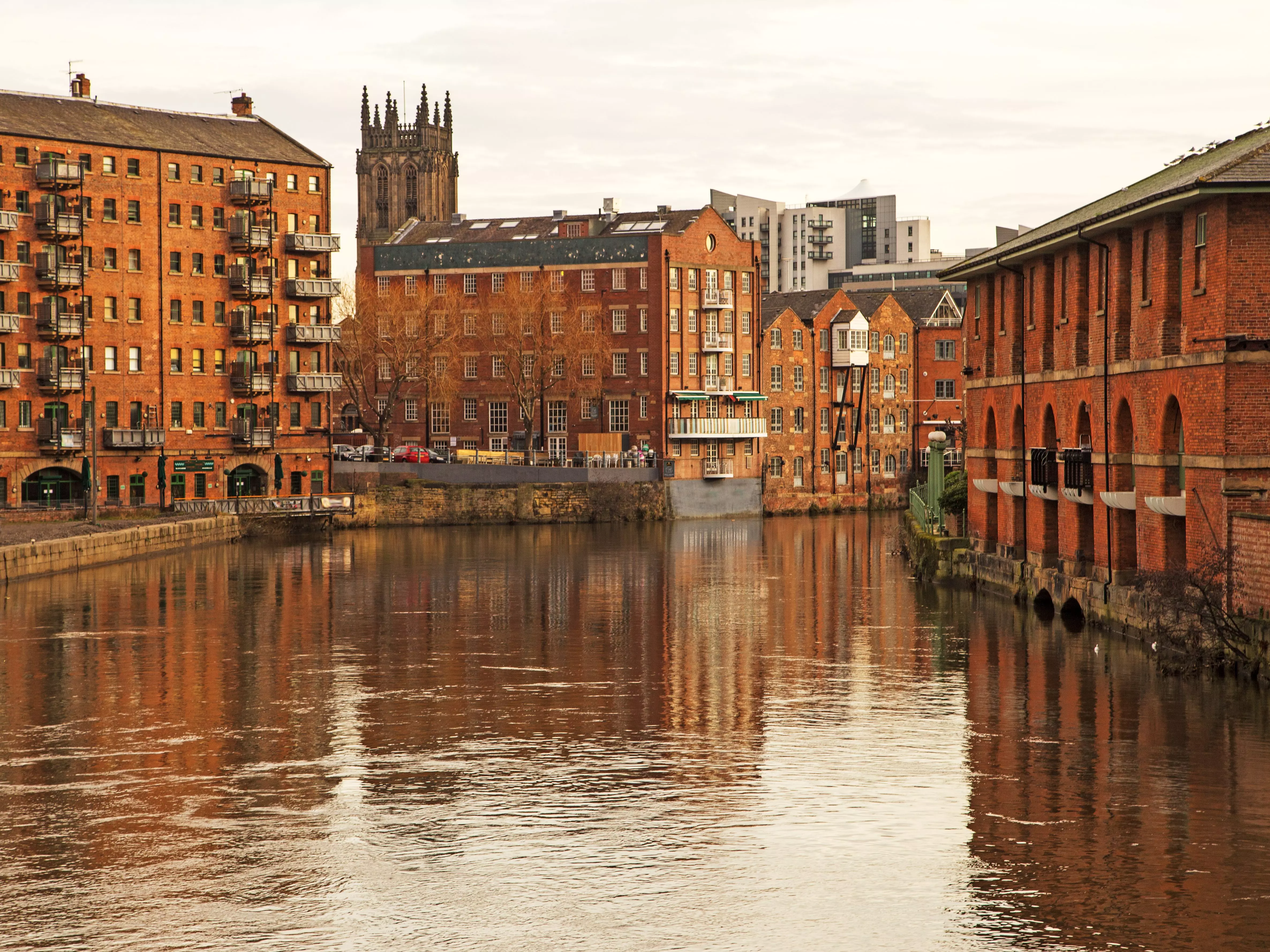 Warehouses on the canal in Leeds, England