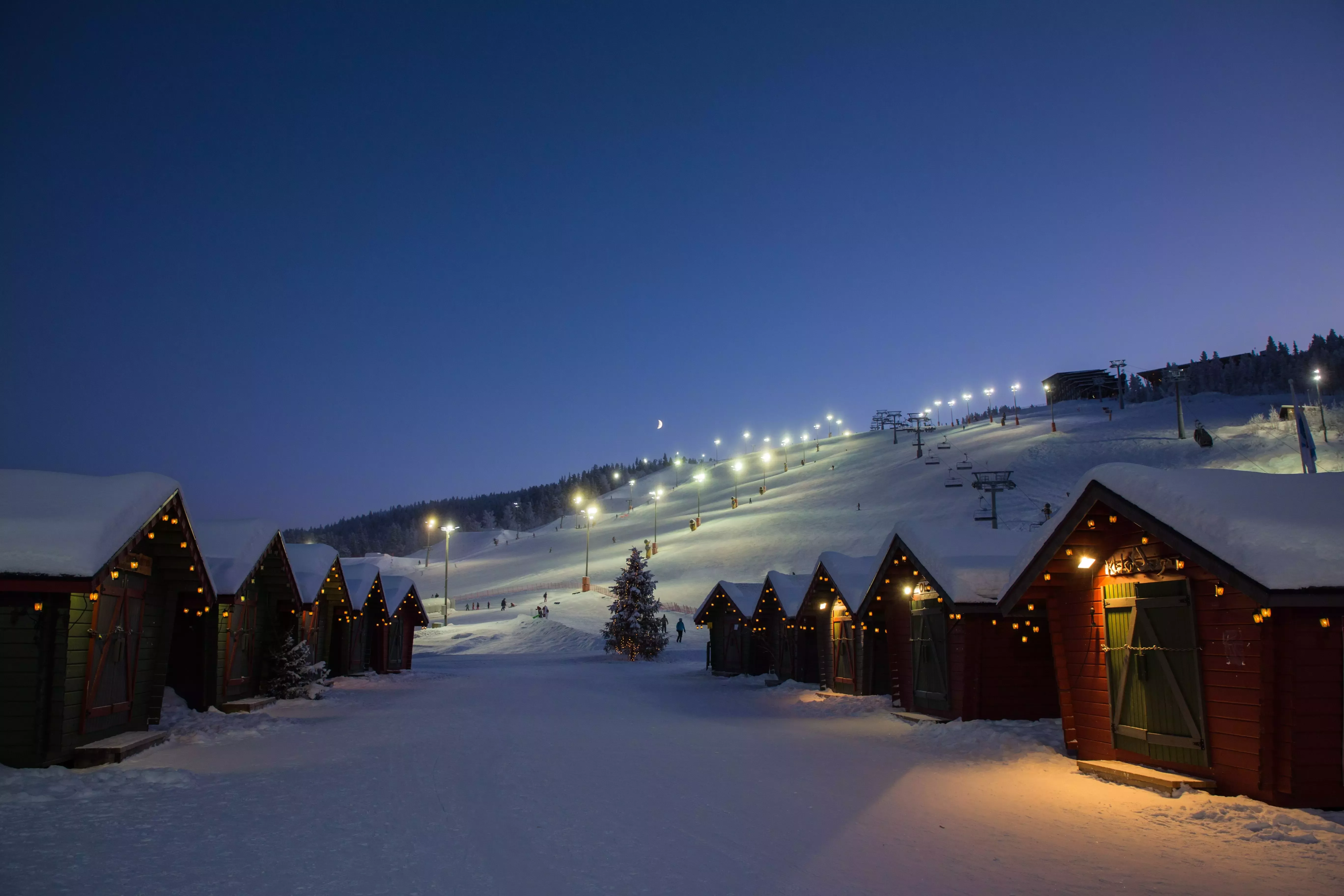 Traditional Christmas markets in the Finnish town of Levi, Lapland.