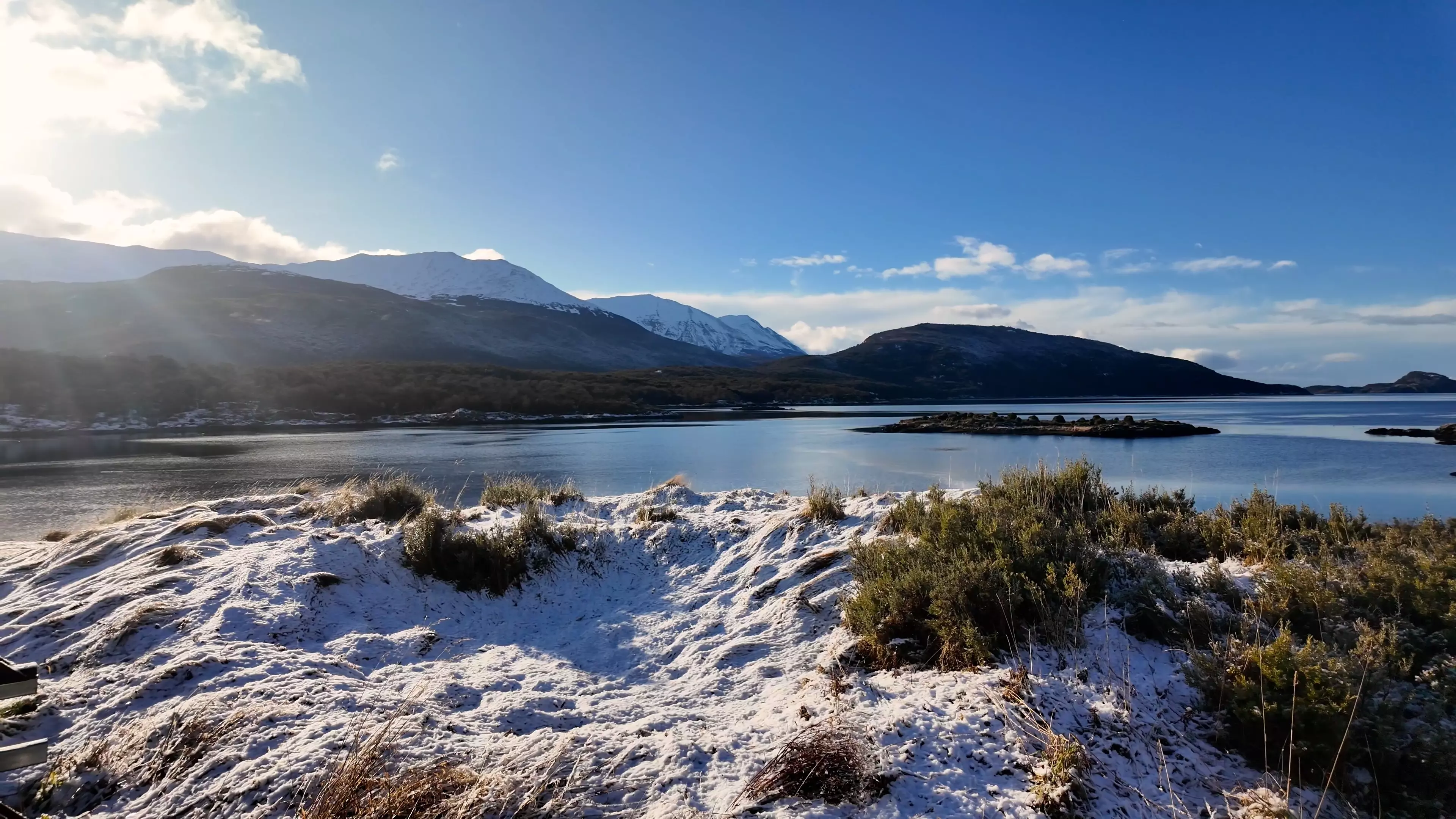 The icy waters high in the Argentinian mountains are perfect for a cold plunge.