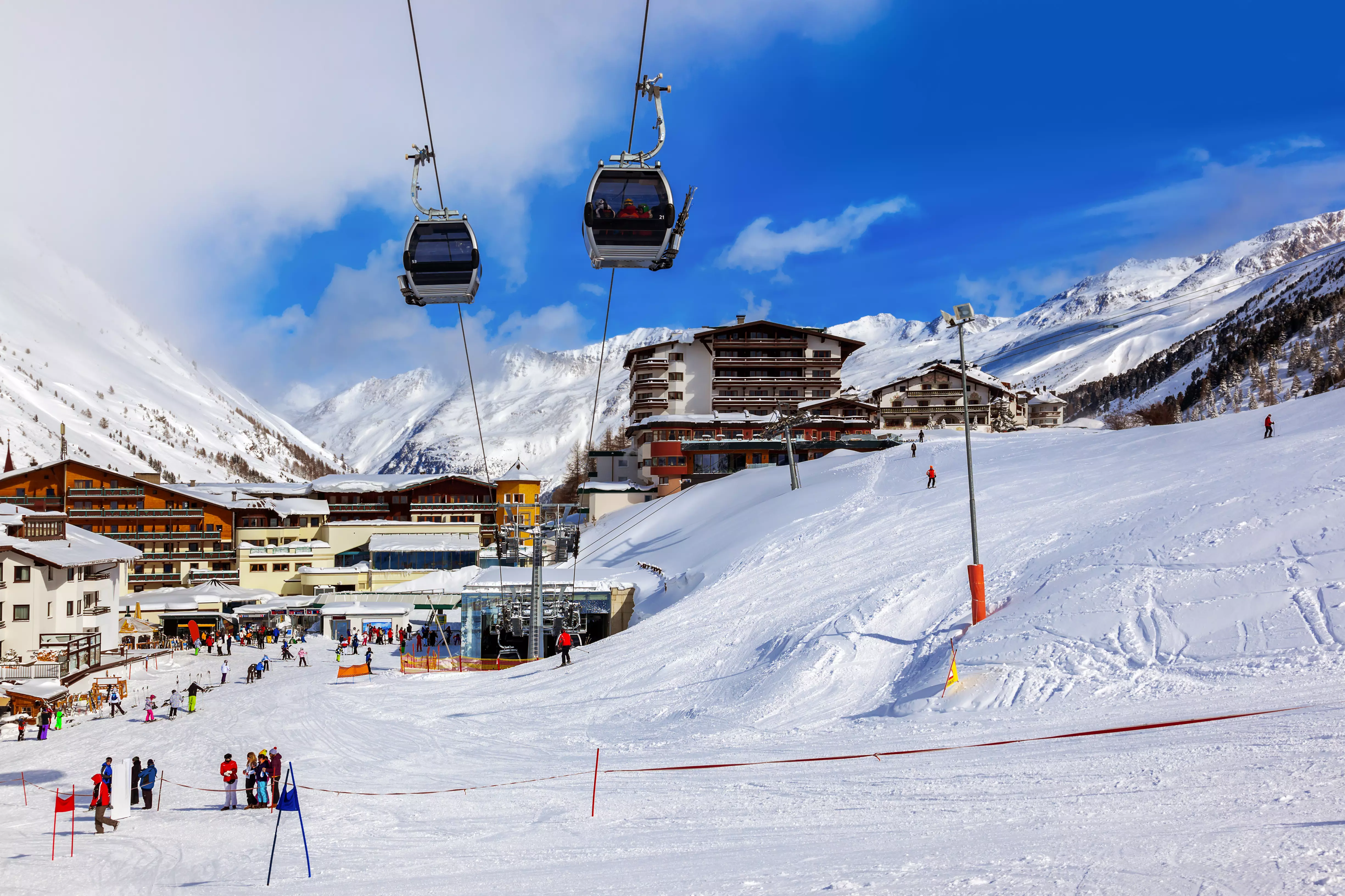 Skiing in Obergurgl, Austria, in February.