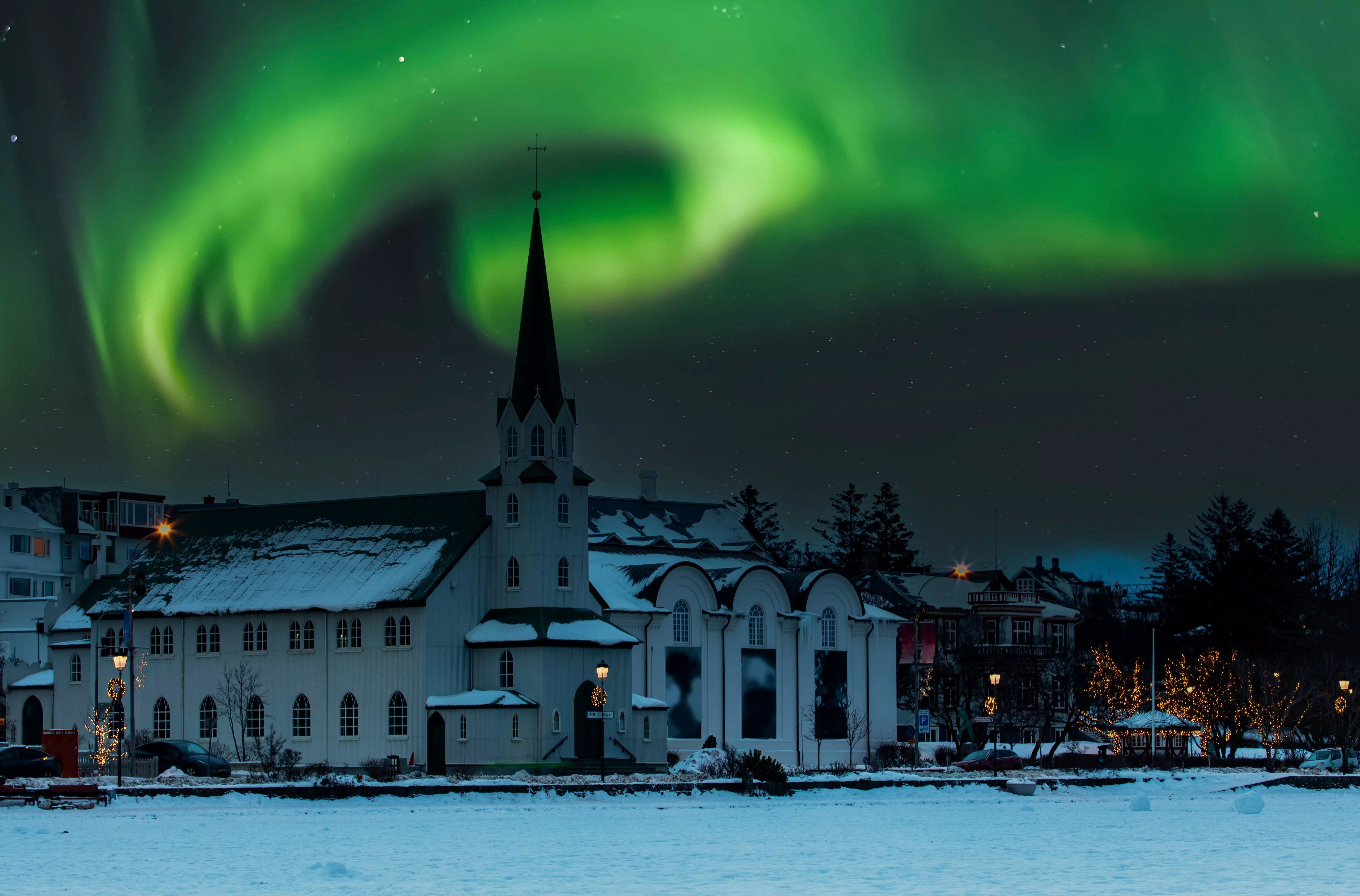 head to Reykjavik, Iceland - the world's most northerly capital city - to see the Northern Lights in February.