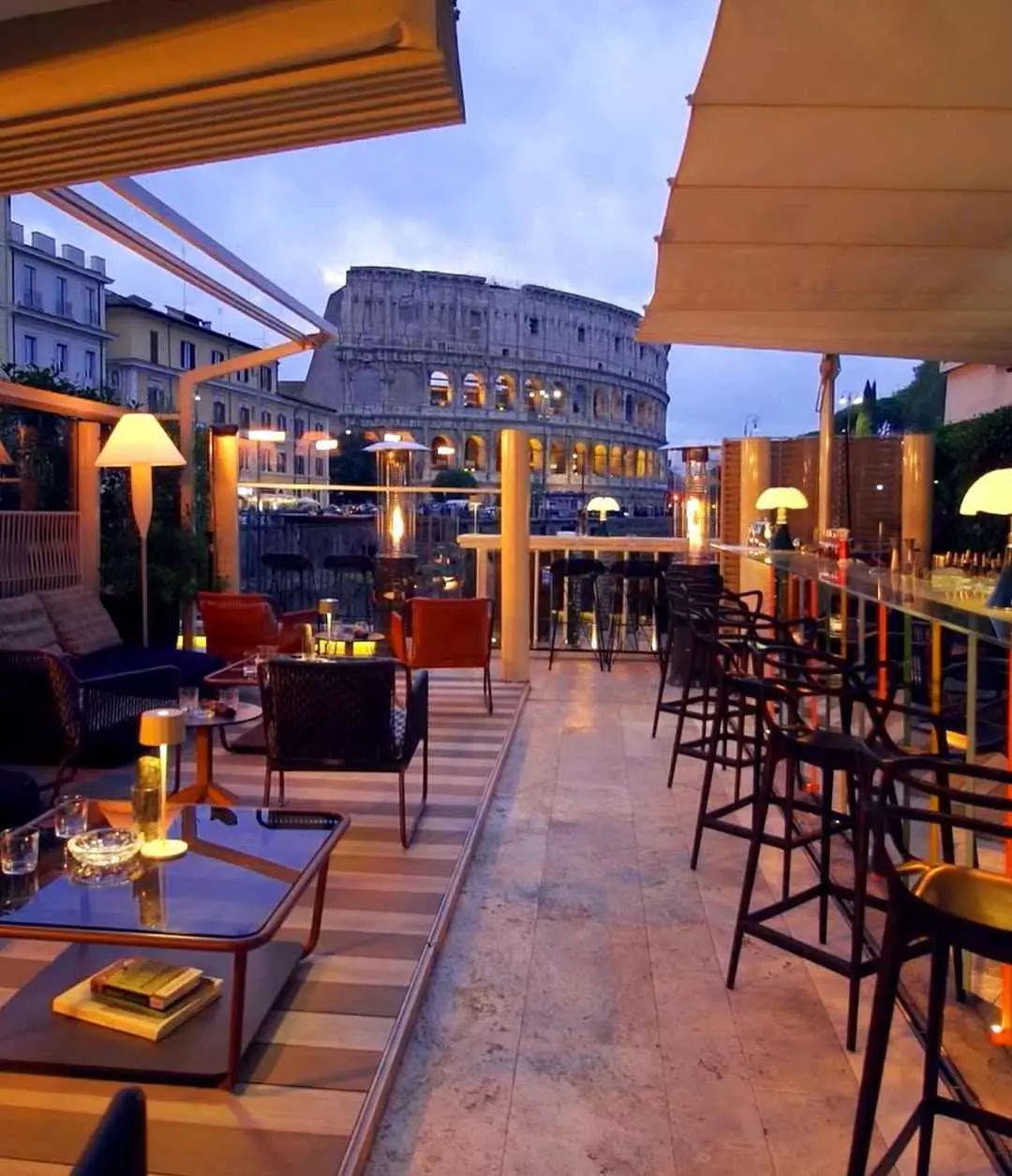 Bar in Rome with close-up views of the colosseum