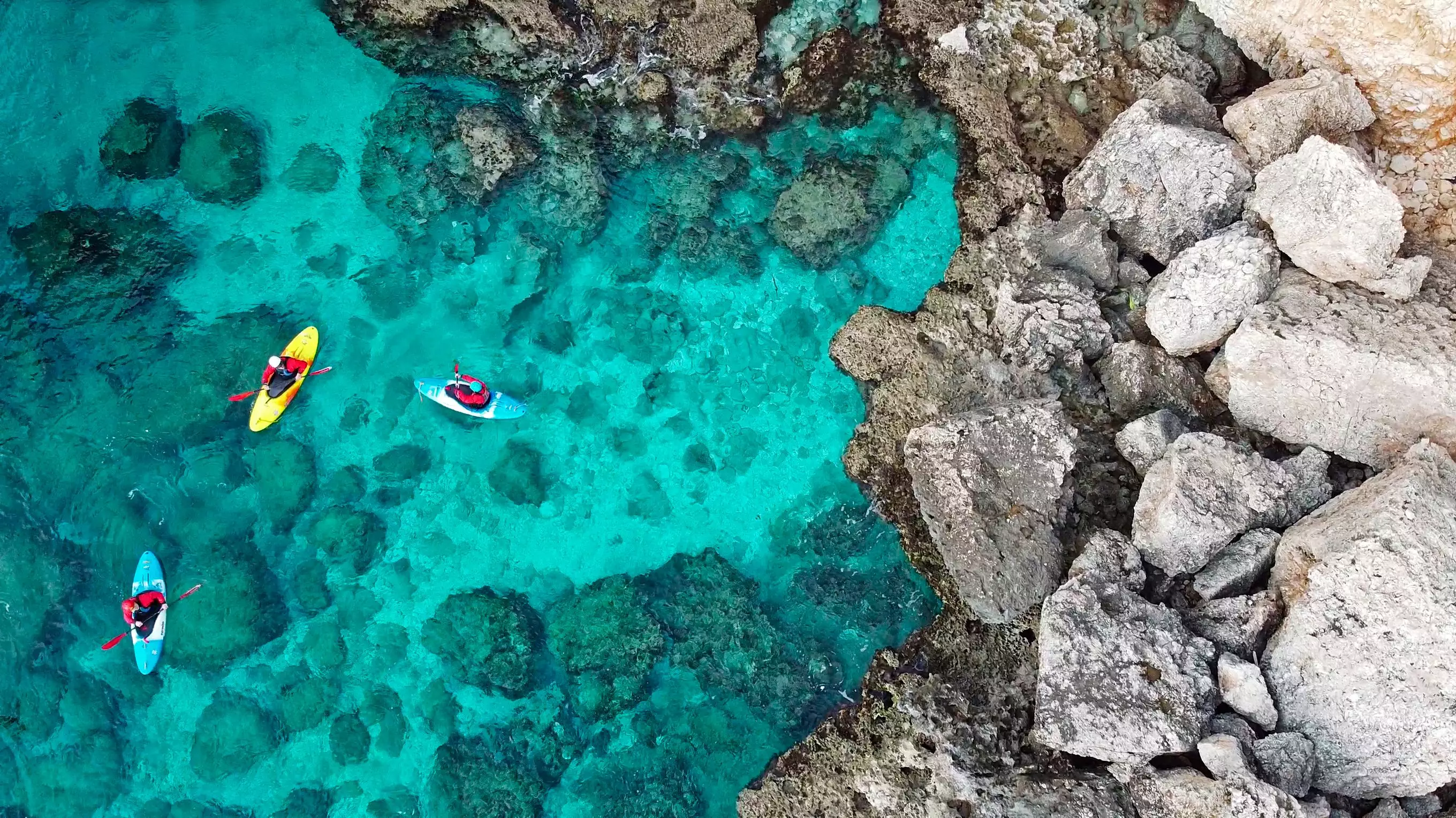 Aerial view of kayaks in Cyprus