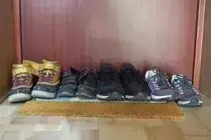 shoes outside of a house