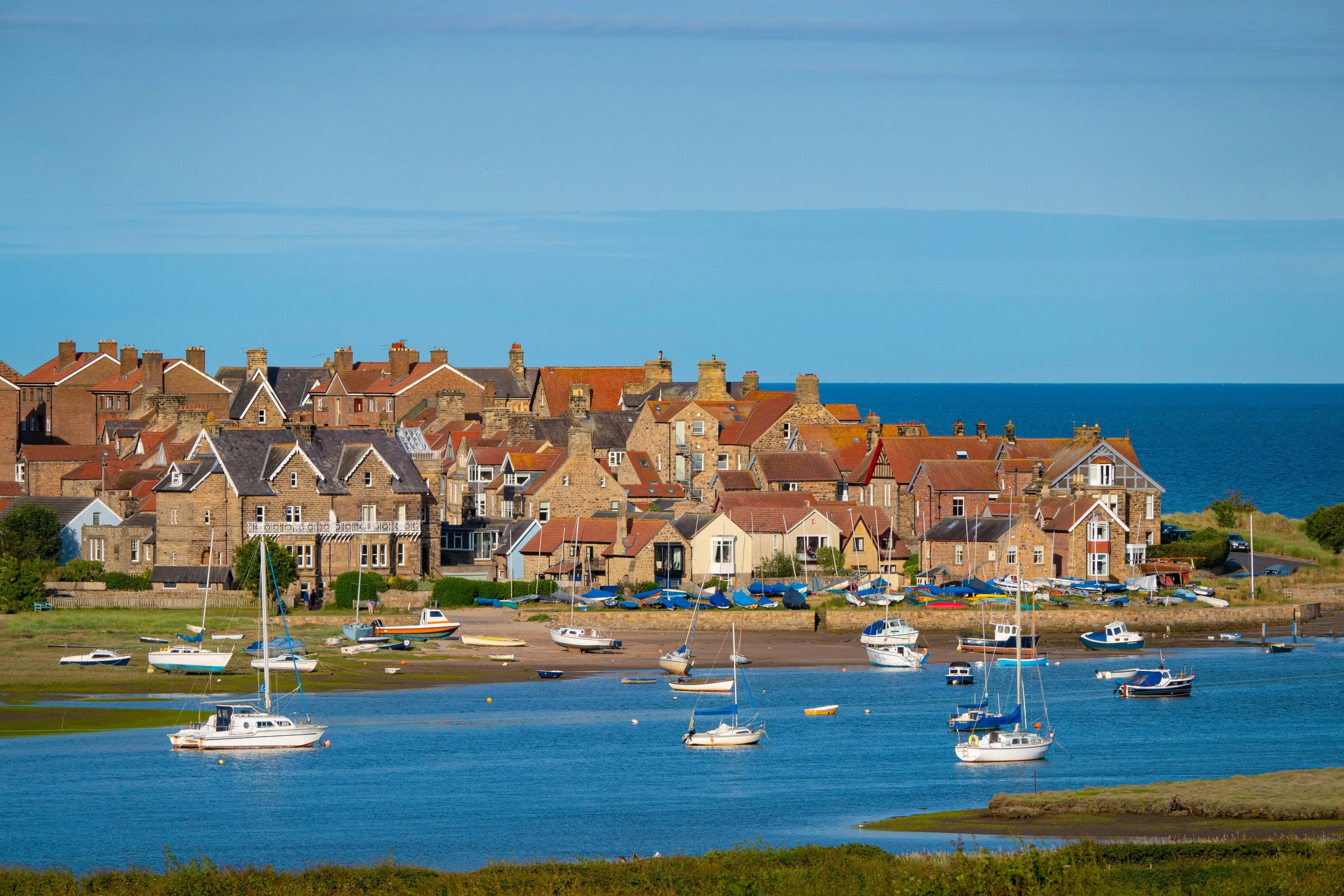 Alnmouth village and beach on the Northumberland coast.