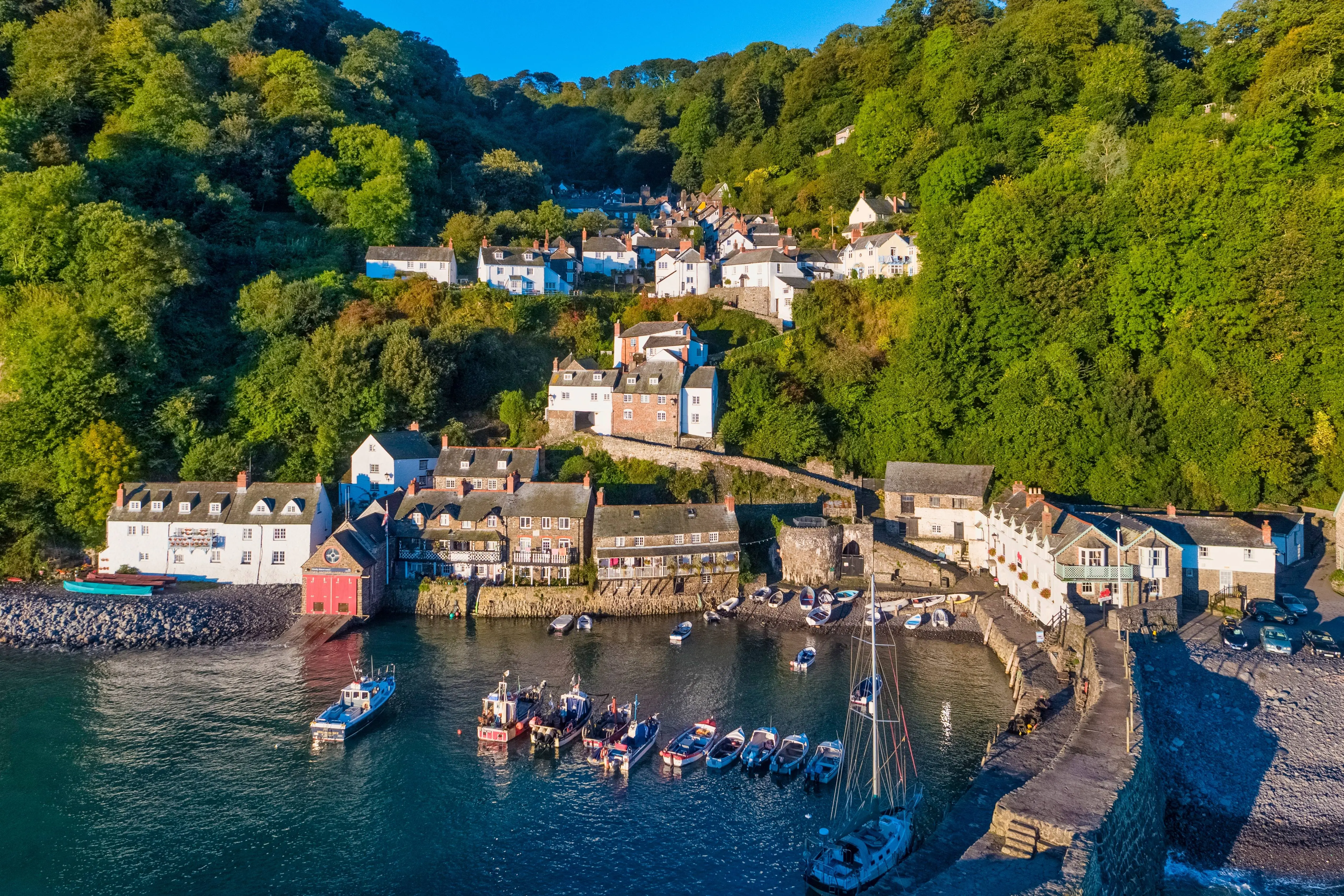 Whitewashed houses of Clovelly, Devon