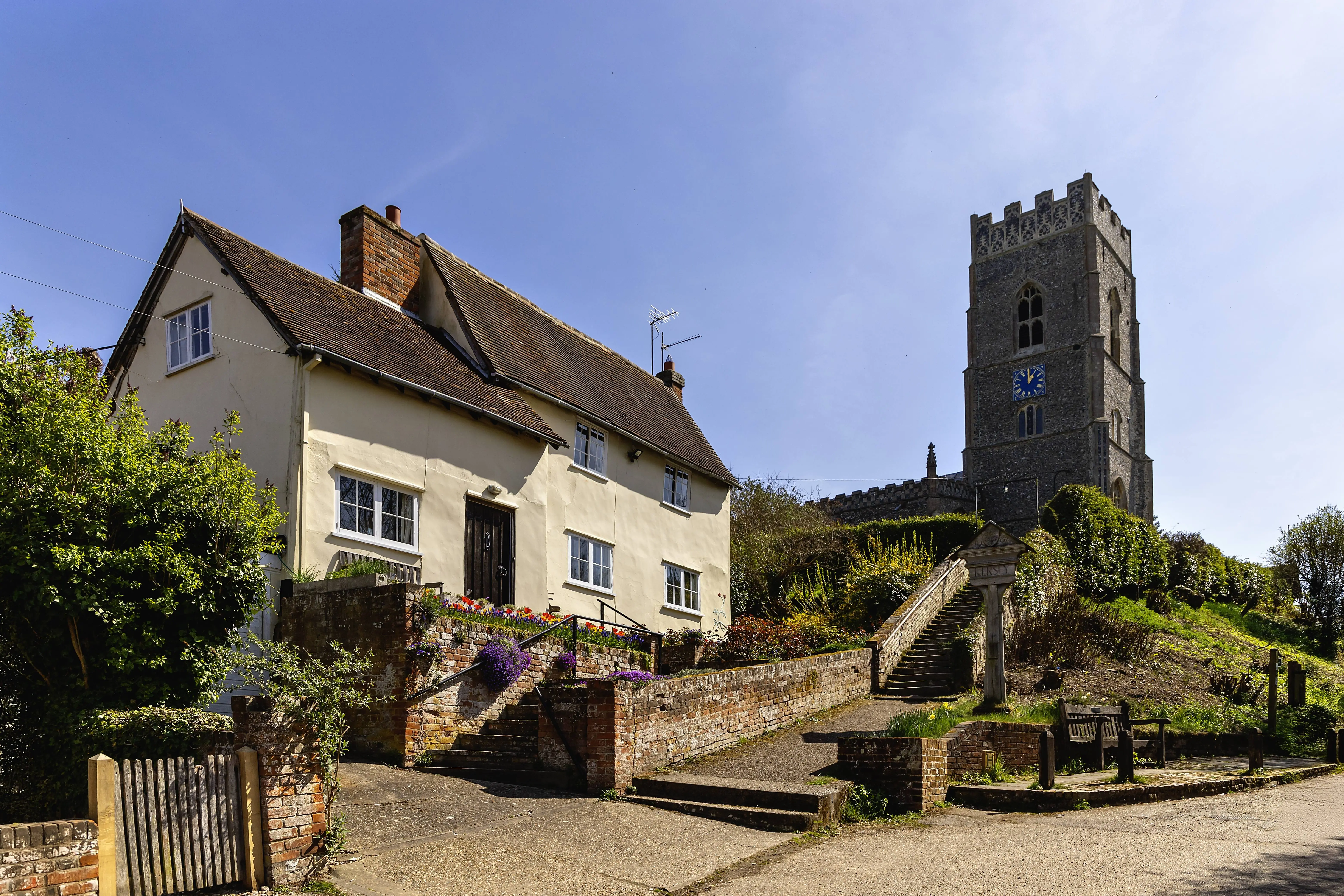 Historic cottages and village ford in Kersey
