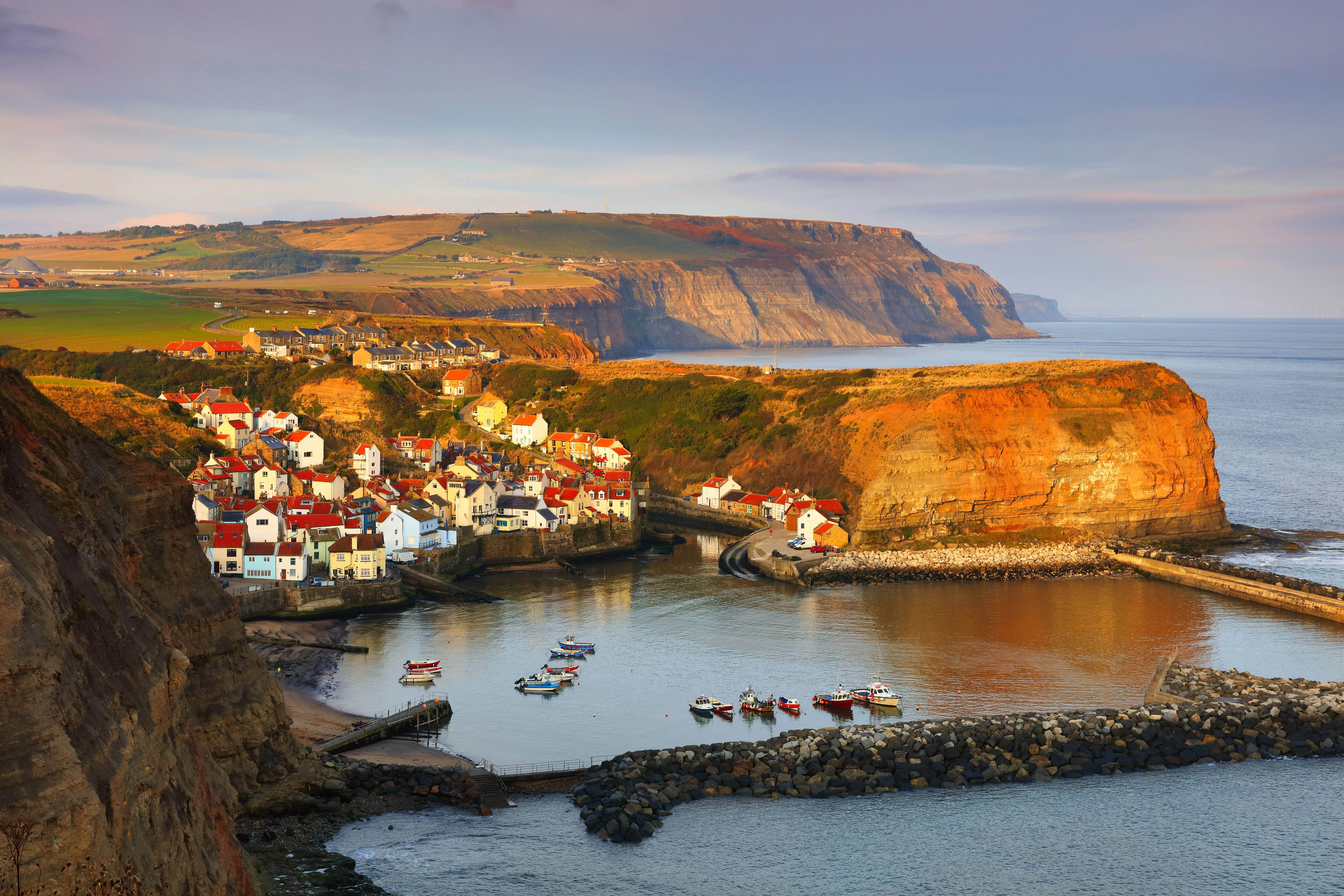 Staithes village and harbour on the North Yorkshire coast.