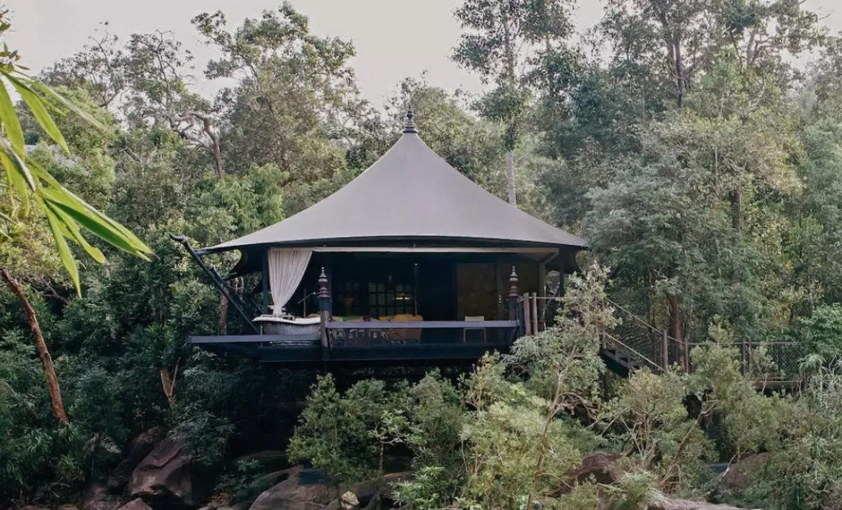 Enjoy the privacy and serenity at this remote Cambodian jungle retreat.
