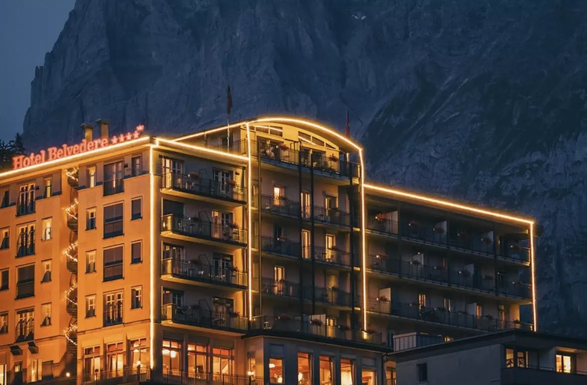 Alpine scenery from every angle is available at Belvedere Swiss Quality Hotel in Switzerland.