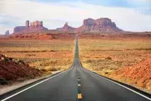 long thin road in the desert