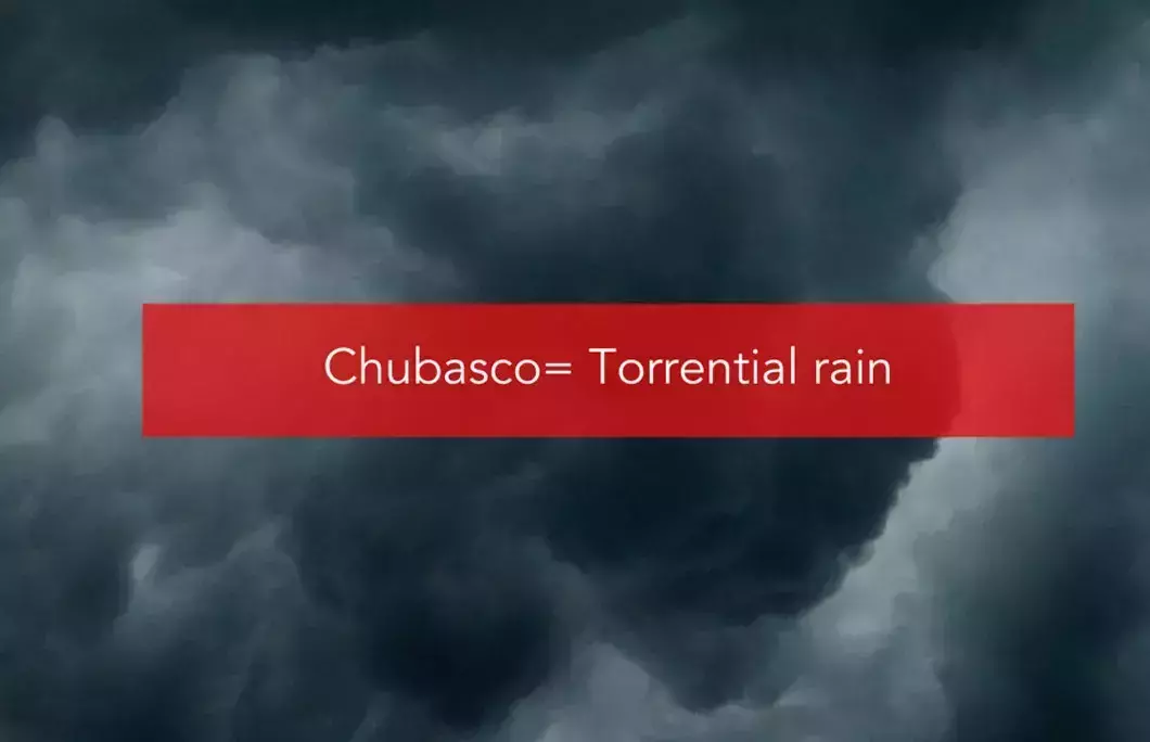 Chubasco= Torrential rain, usually in August