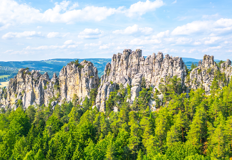 Scenic view of Bohemian Paradise rock formations