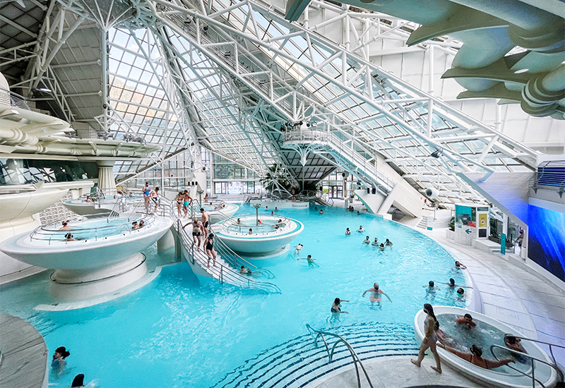 Scenic view of the Caldea spa complex