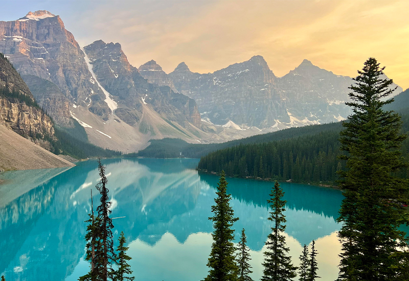 Scenic view of Moraine Lake, Alberta