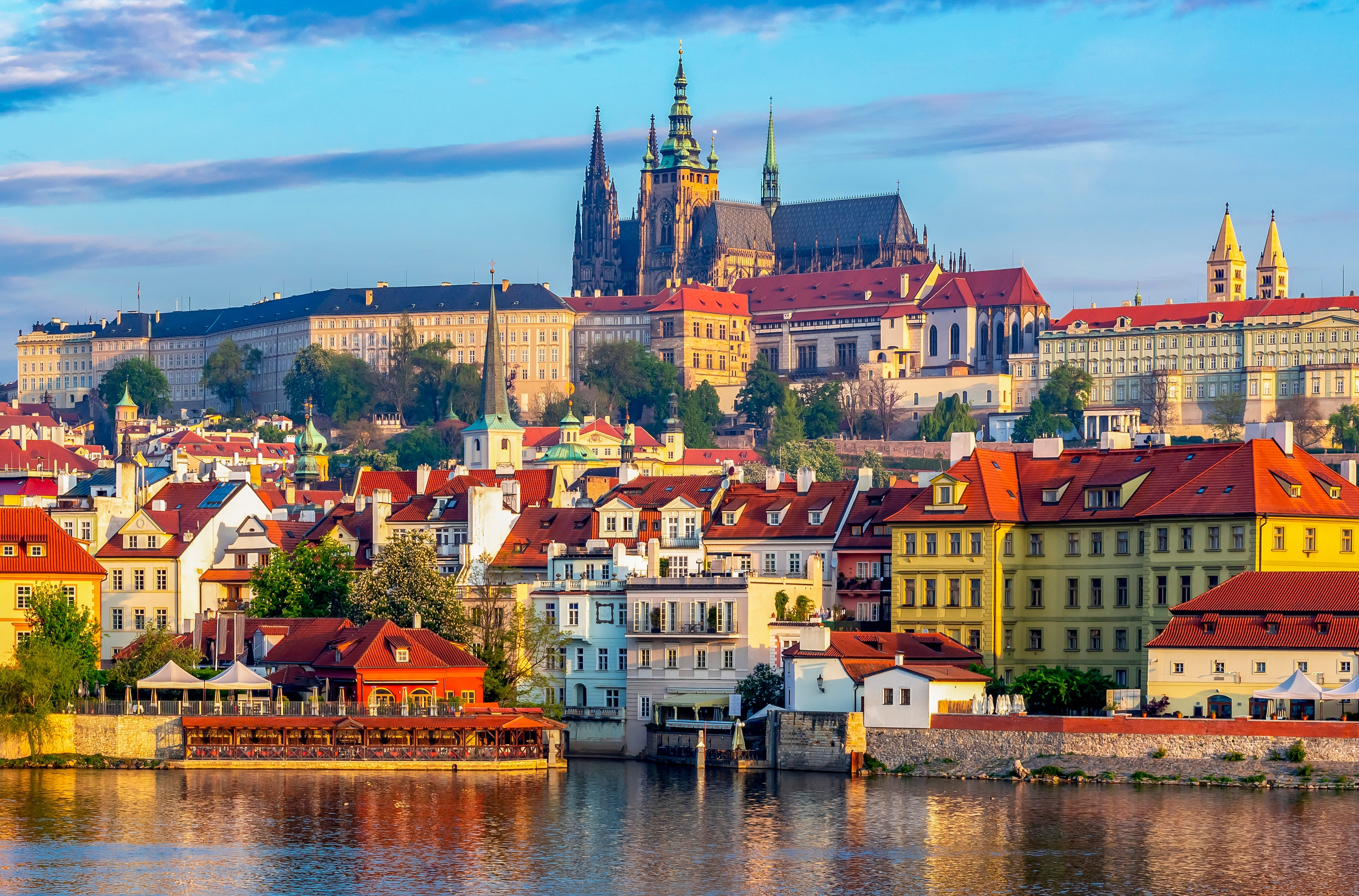 St. Vitus cathedral in Hradcany castle over Lesser town, Prague, Czech Republic
