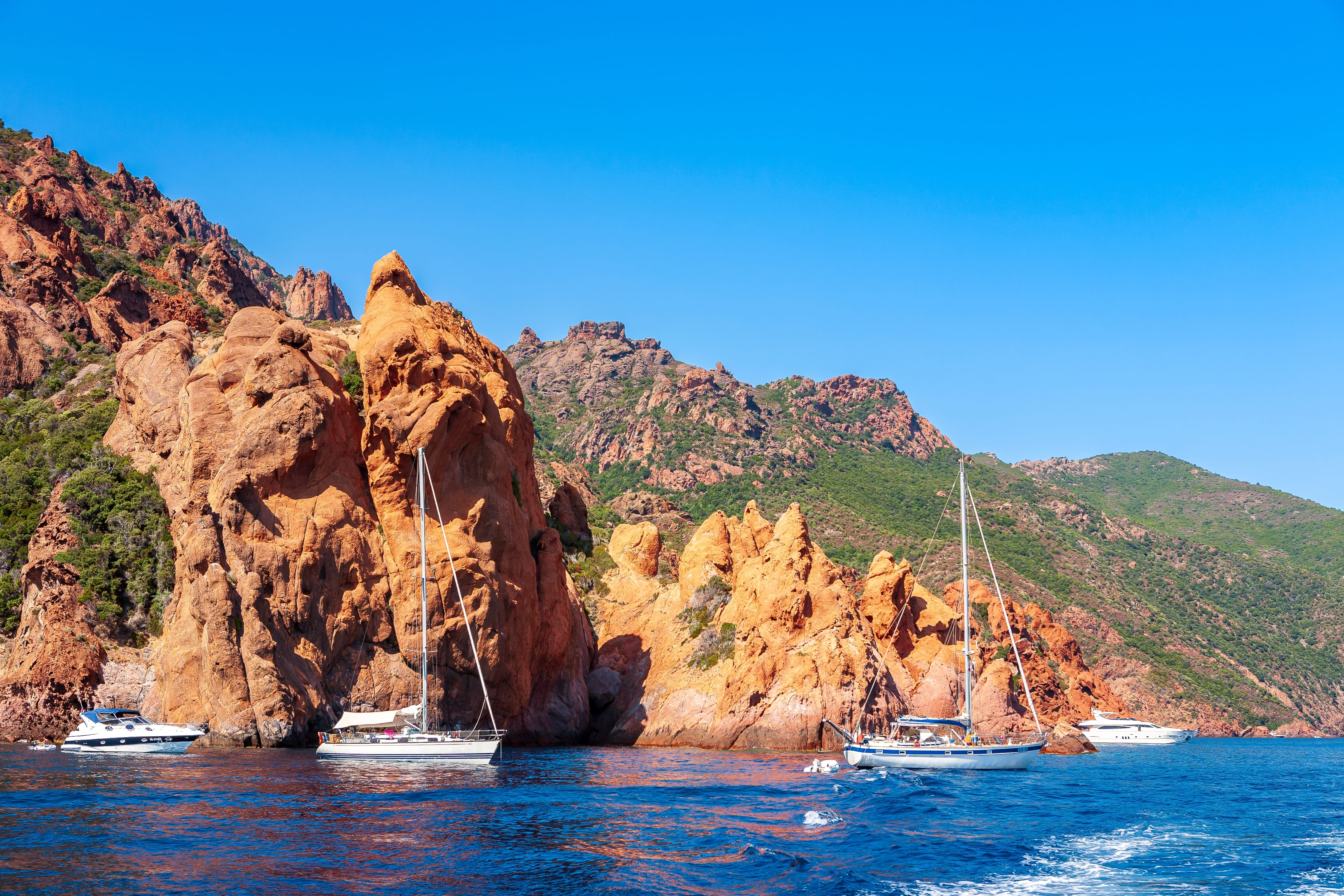 Scandola rocks, natural reserve of Scandola, Corsica, France. Gulf of Porto is located on the western façade of the island of Corsica, France. The gulf was designated as a UNESCO World Heritage Site