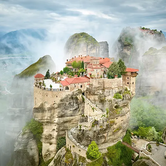 Bella vista del Monastero di Varlaam a Meteora