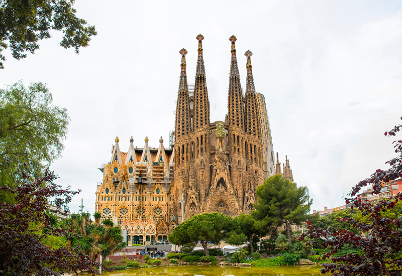 Scenic view of Gaudí's Sagrada Familia in Barcelona