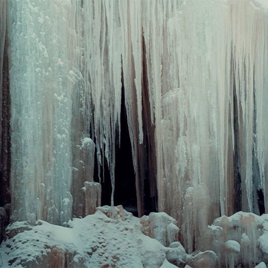Scenic view of Korouoma Canyon Frozen Waterfalls