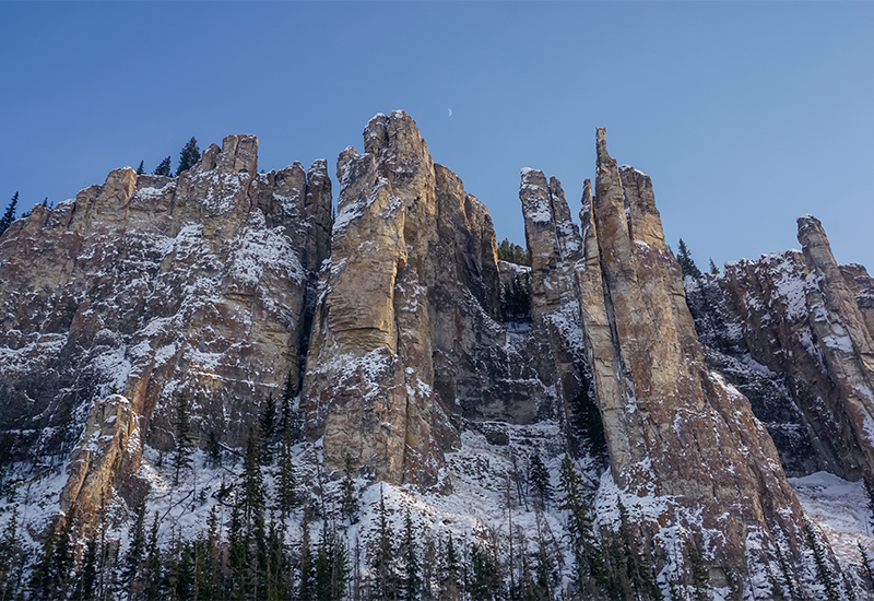 Scenic view of the Lena Pillars