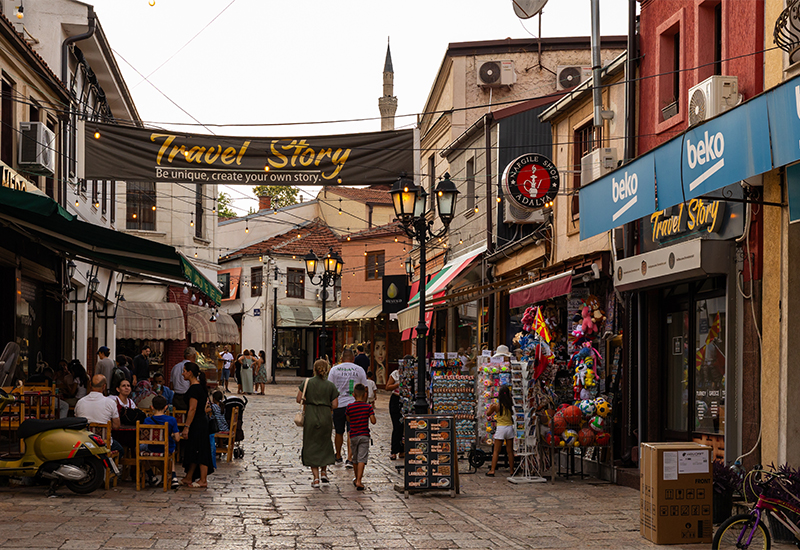 Scenic view of the Old Bazaar in Skopje