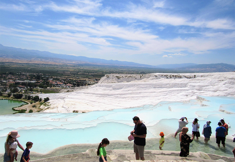 Scenic view of Pamukkale's thermal pools Scenic view of Pamukkale's thermal pools