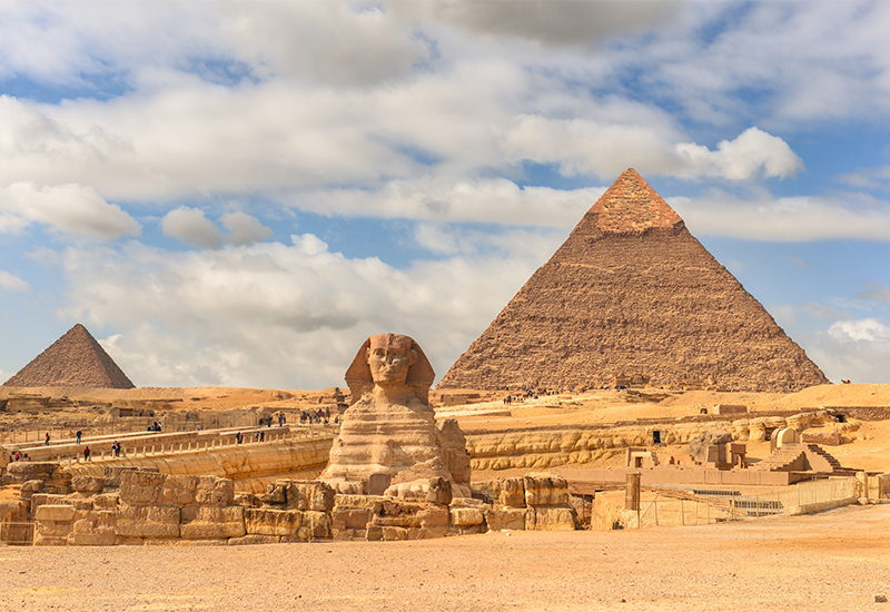Scenic view of Pyramids of Giza