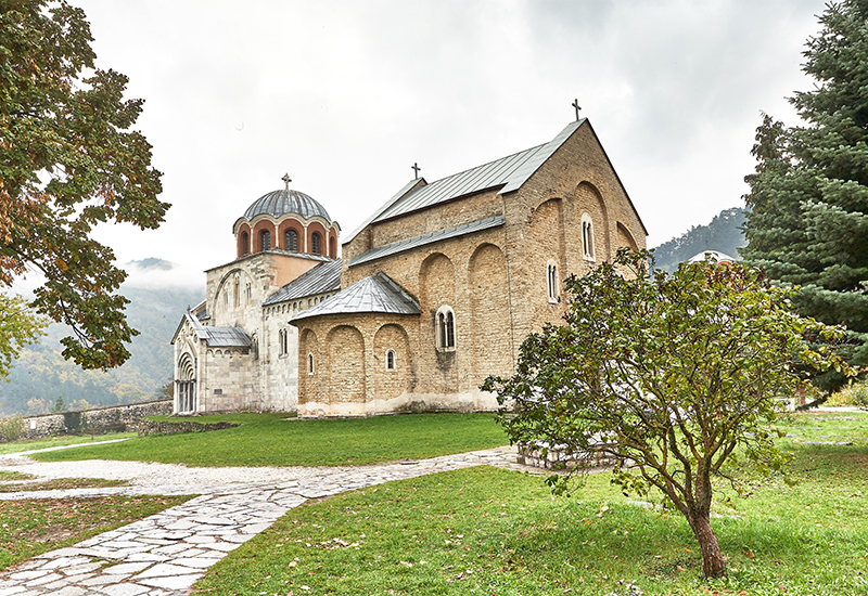 Scenic view of Studenica Monastery
