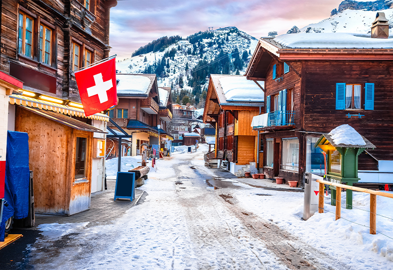 Scenic view of a hidden Swiss alpine village
