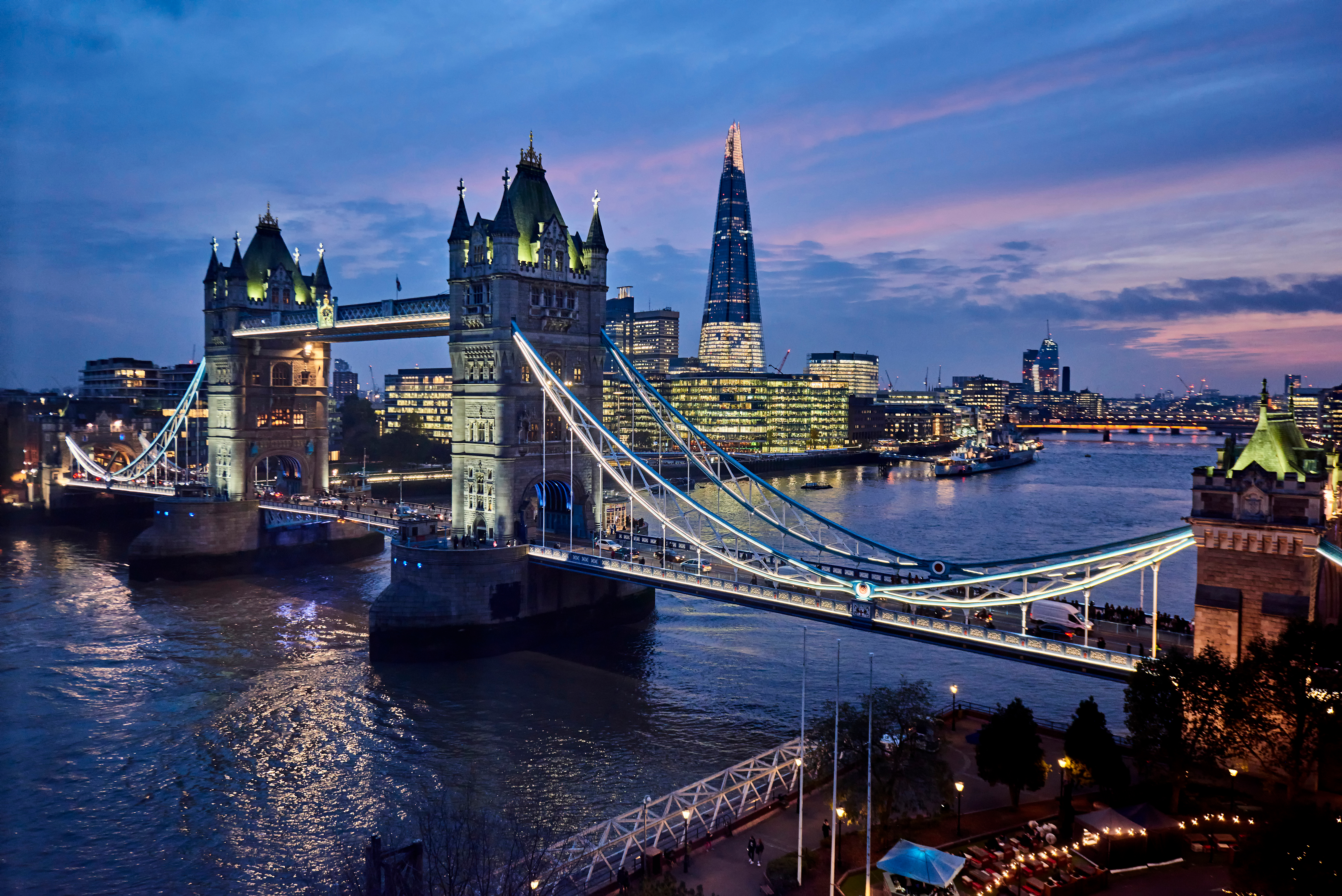 Scenic view of the illuminated Tower Bridge