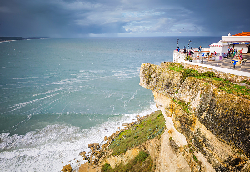 Scenic view of the waves of Nazaré Scenic view of the waves of Nazaré