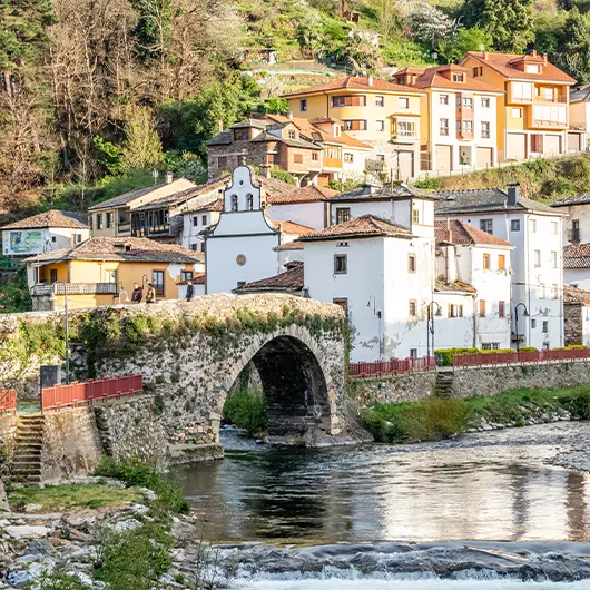 A Scenic View of Bridge of Roman Origin on the Narcea River