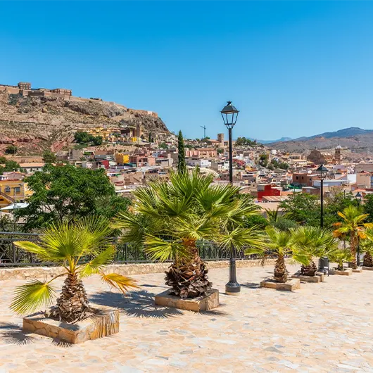 A Scenic View of Castle in Lorca Overlooking the Town