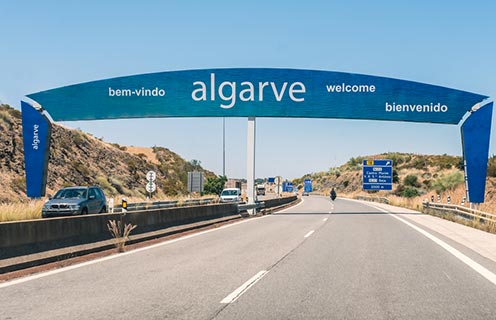 Detailed map of Algarve with roads, cities and airports