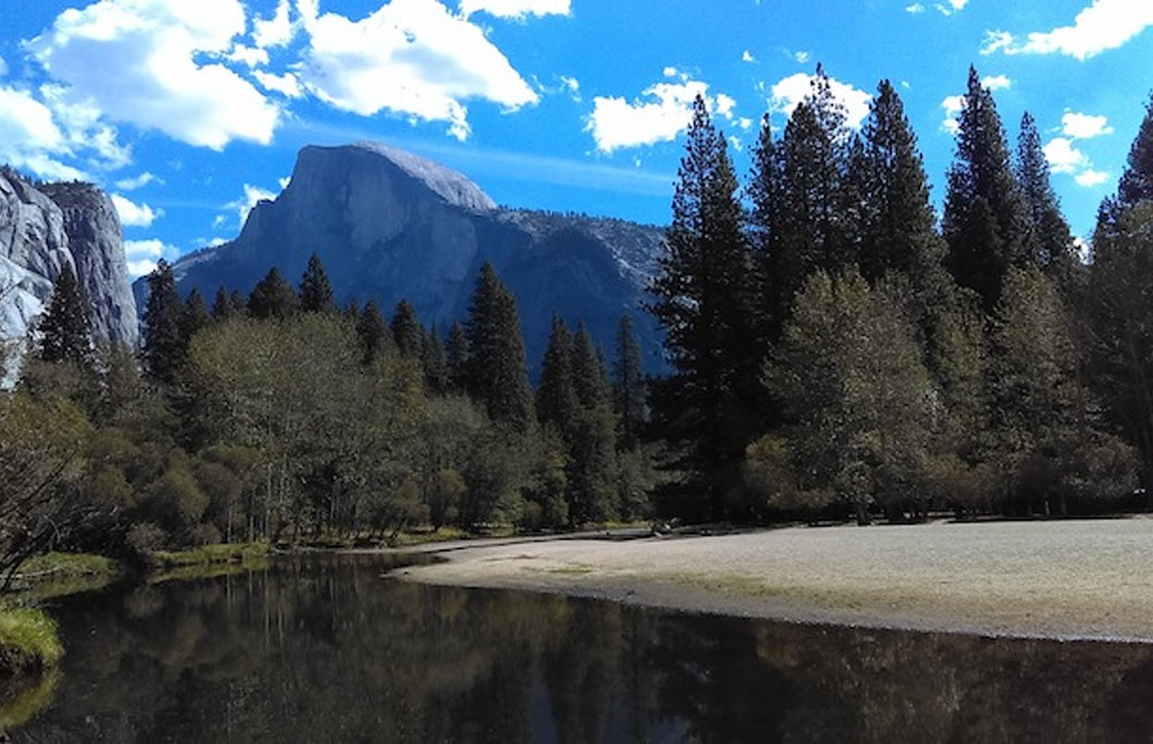 Half Dome is in a glacial valley