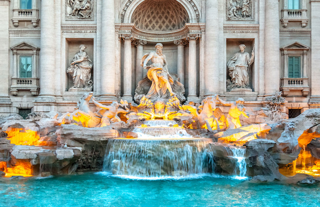 trevi fountain red