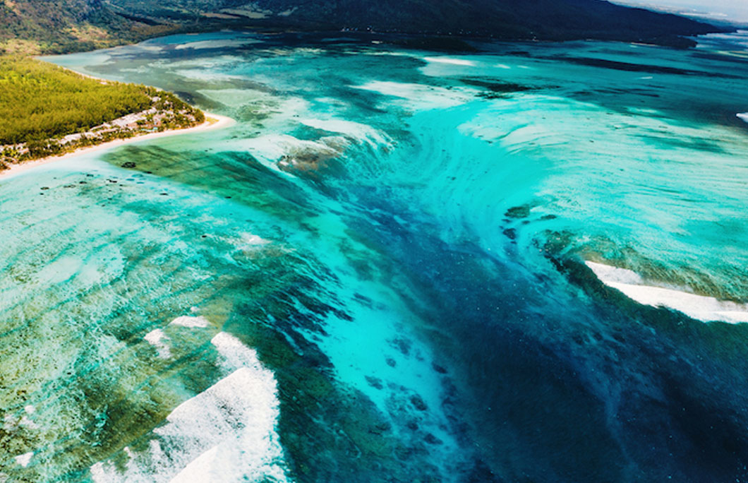 Mauritius is home to an underwater waterfall